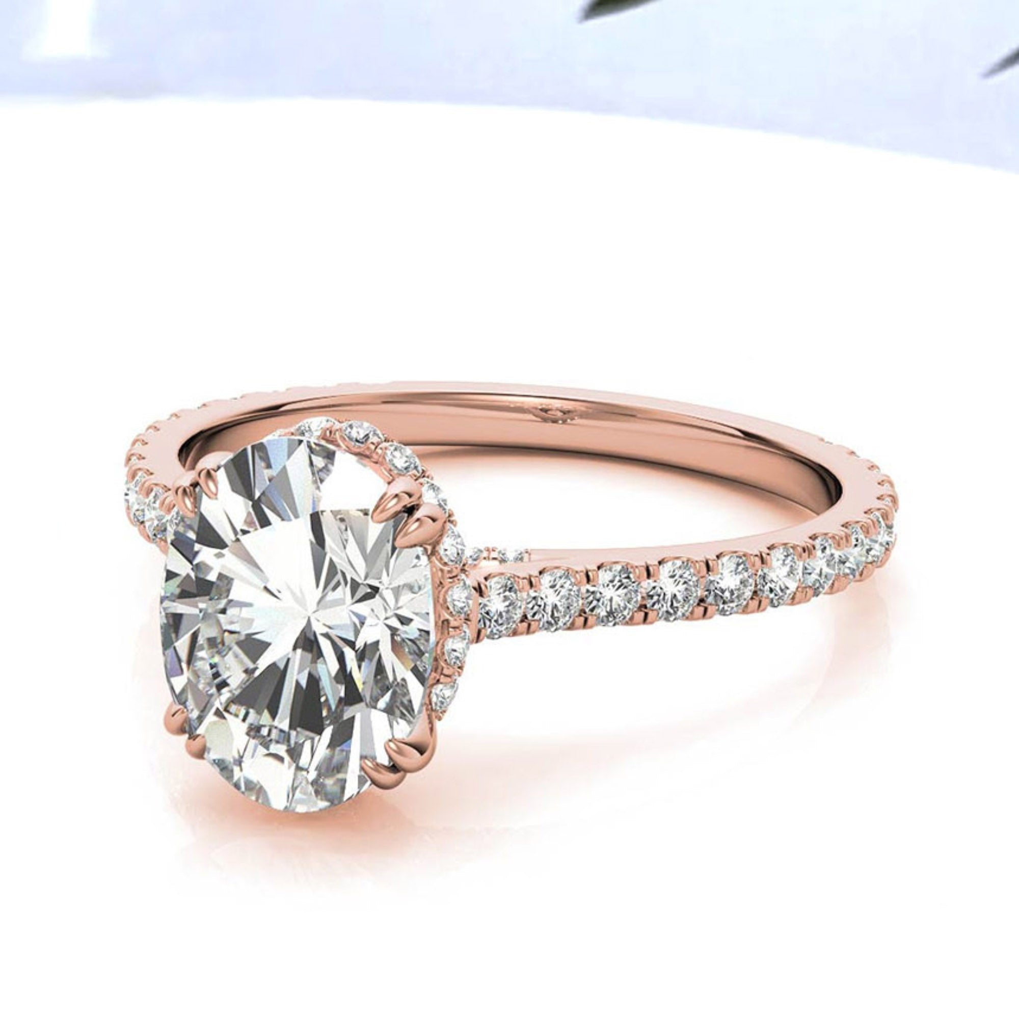 Stunning Large Oval-Cut Rose Gold Plated Ring | Adjustable Sterling Silver Ring