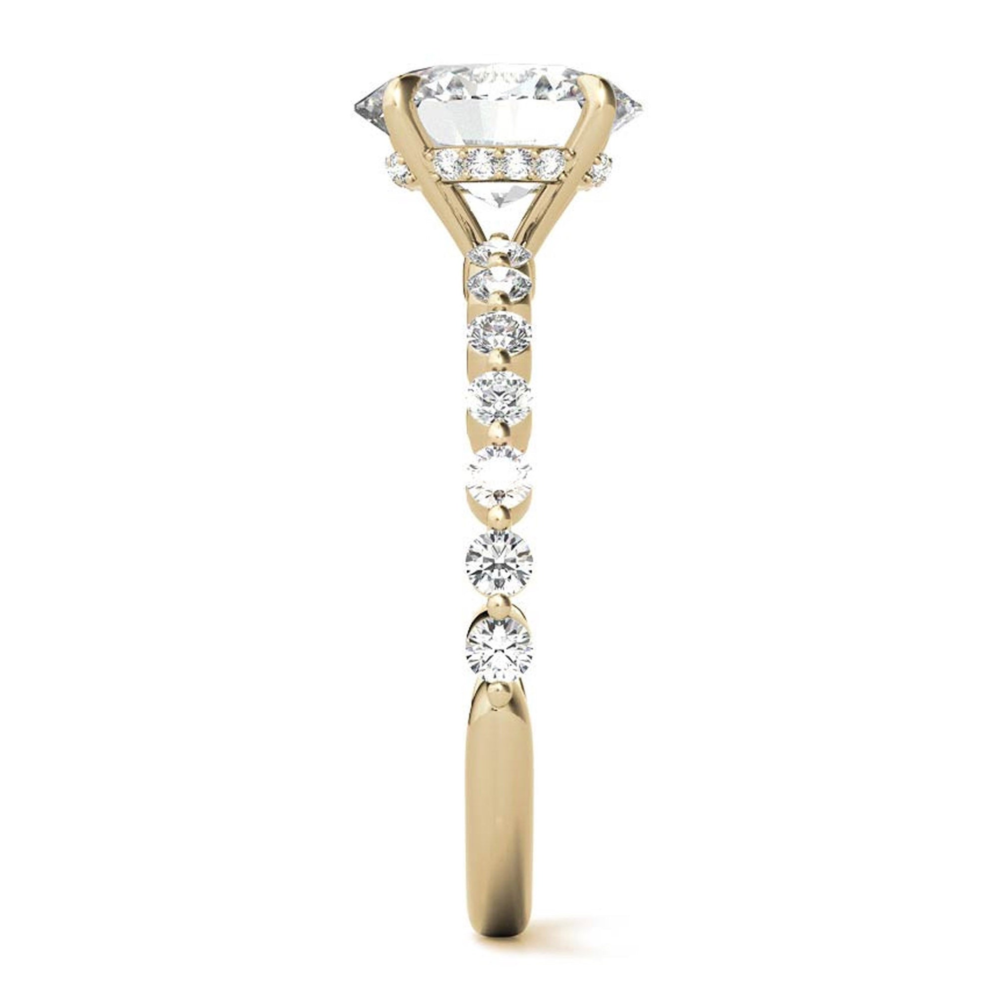 Adjustable 925 Sterling Silver Classic Yellow Gold Pave Diamond Engagement Ring – Perfect for Women