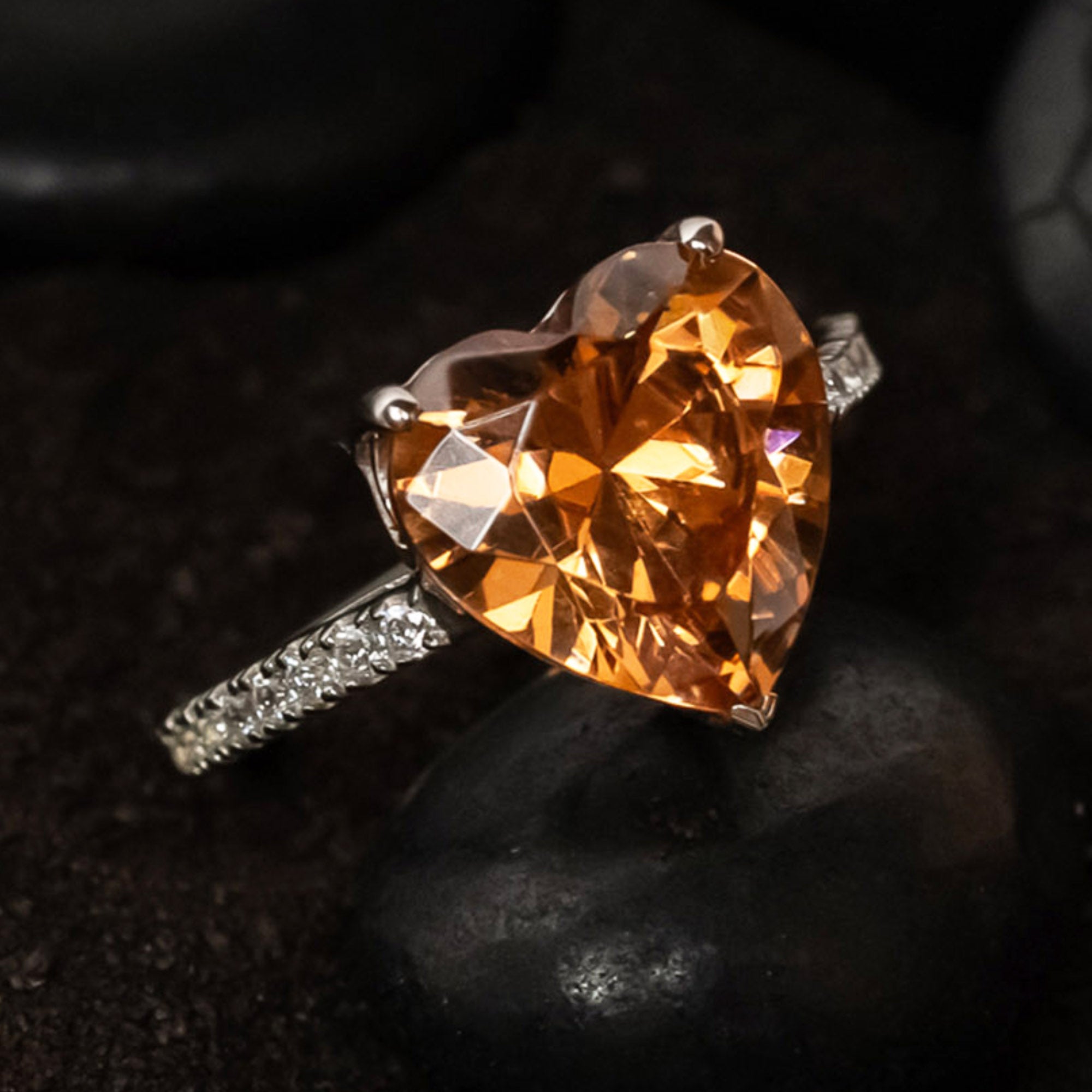 Champagne Heart Ring Set