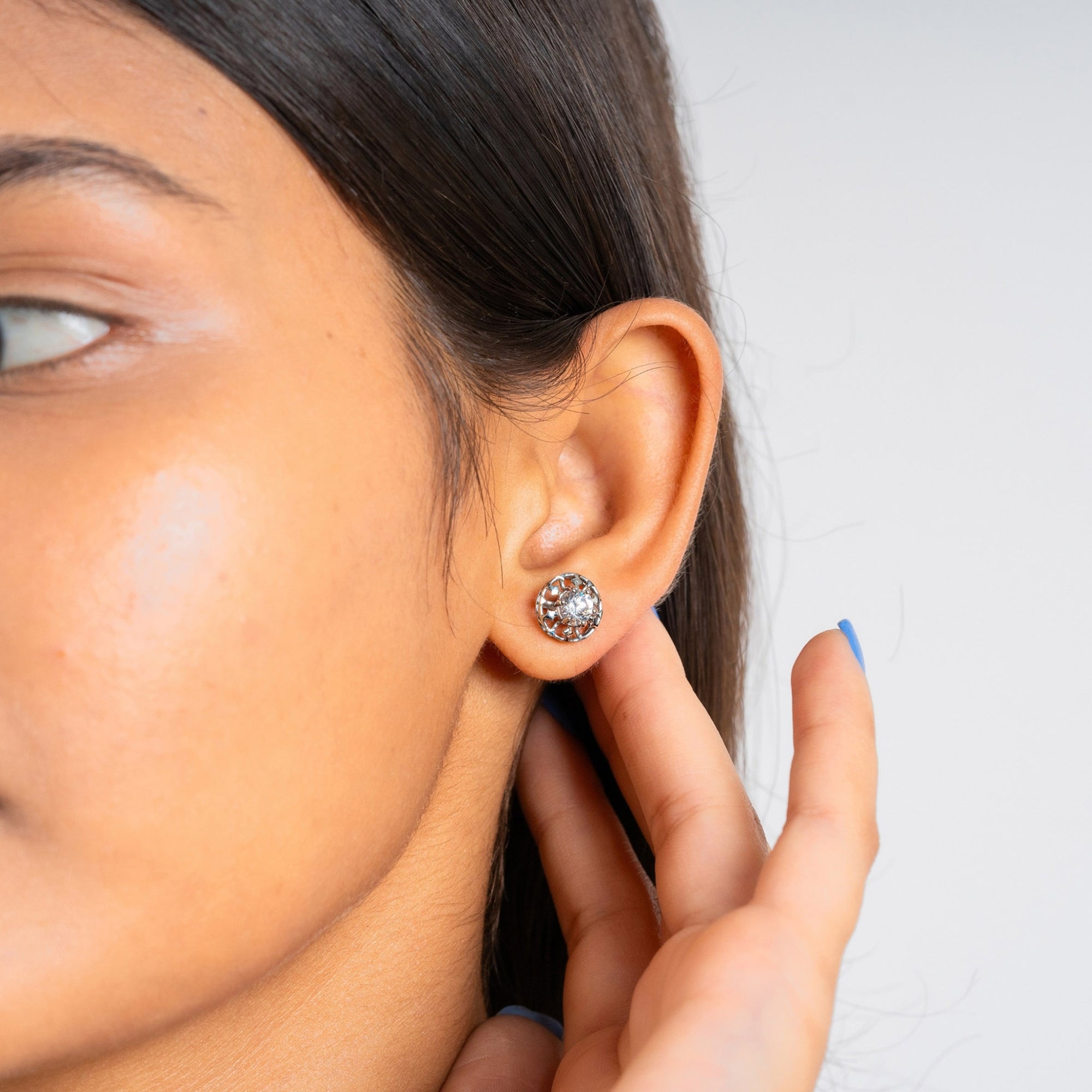 Sterling Silver Solitaire Stud Earrings