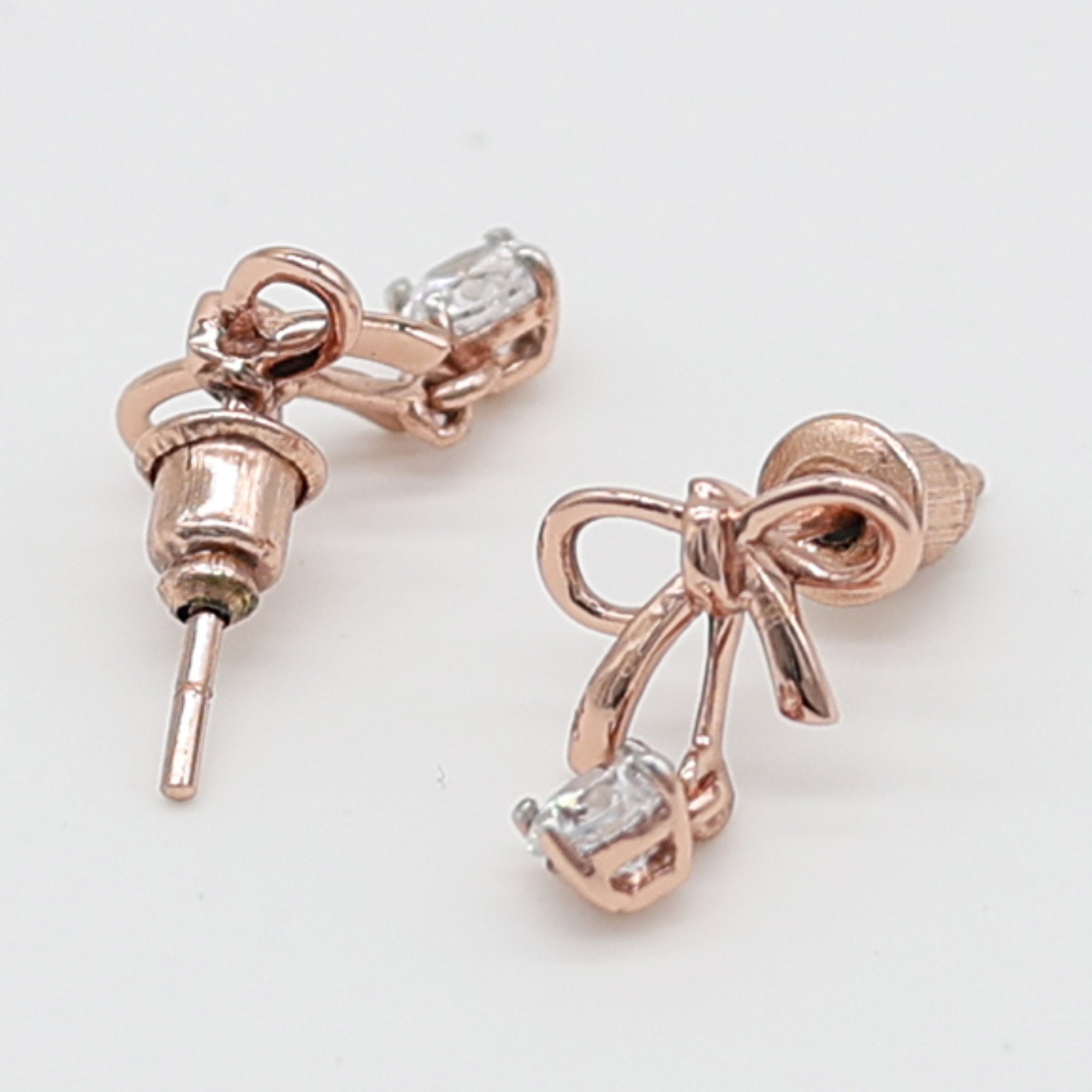 Timeless Rose Gold Bow Drop Earrings