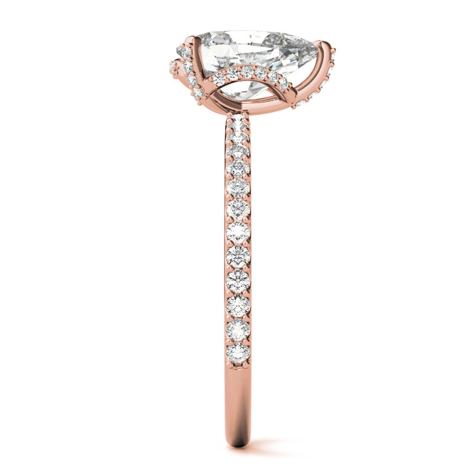 Adjustable Engagement Sterling Silver Rose Gold  Pear Shape Ring For Women