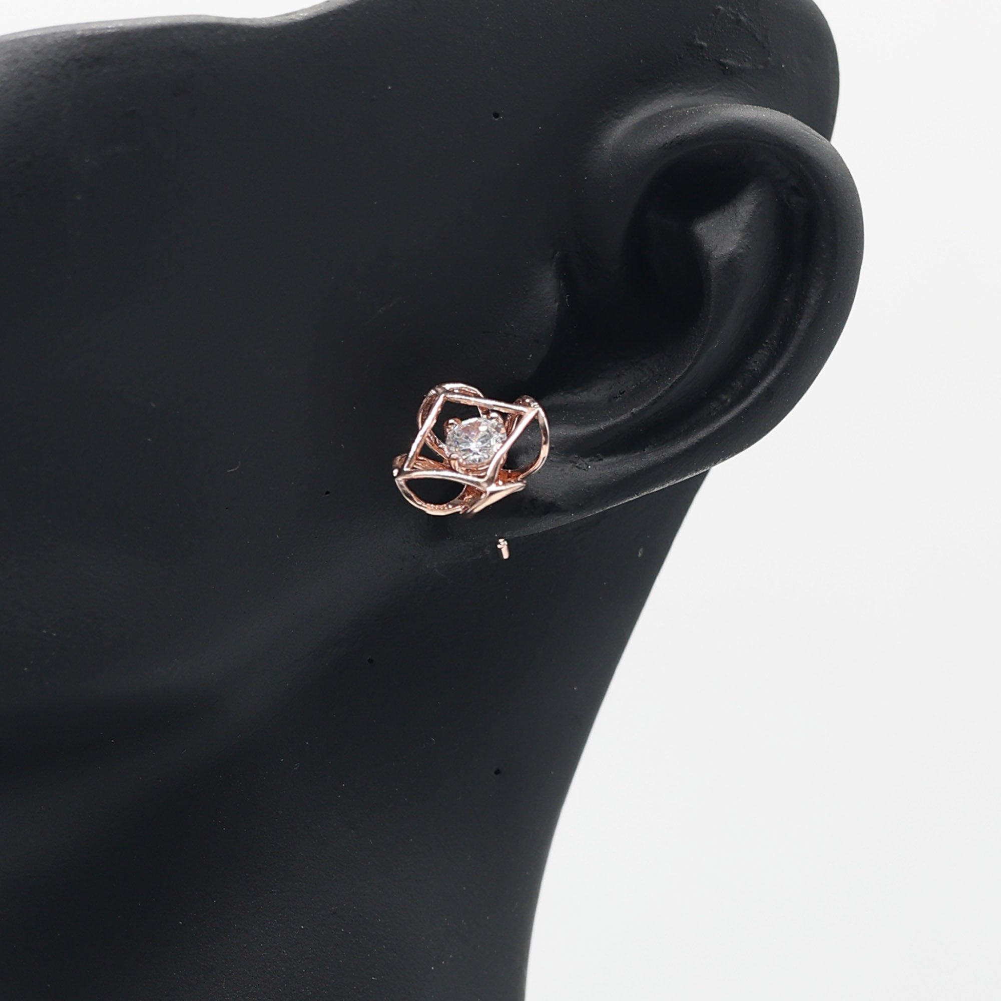 Geometric Rose Gold Stud Earrings