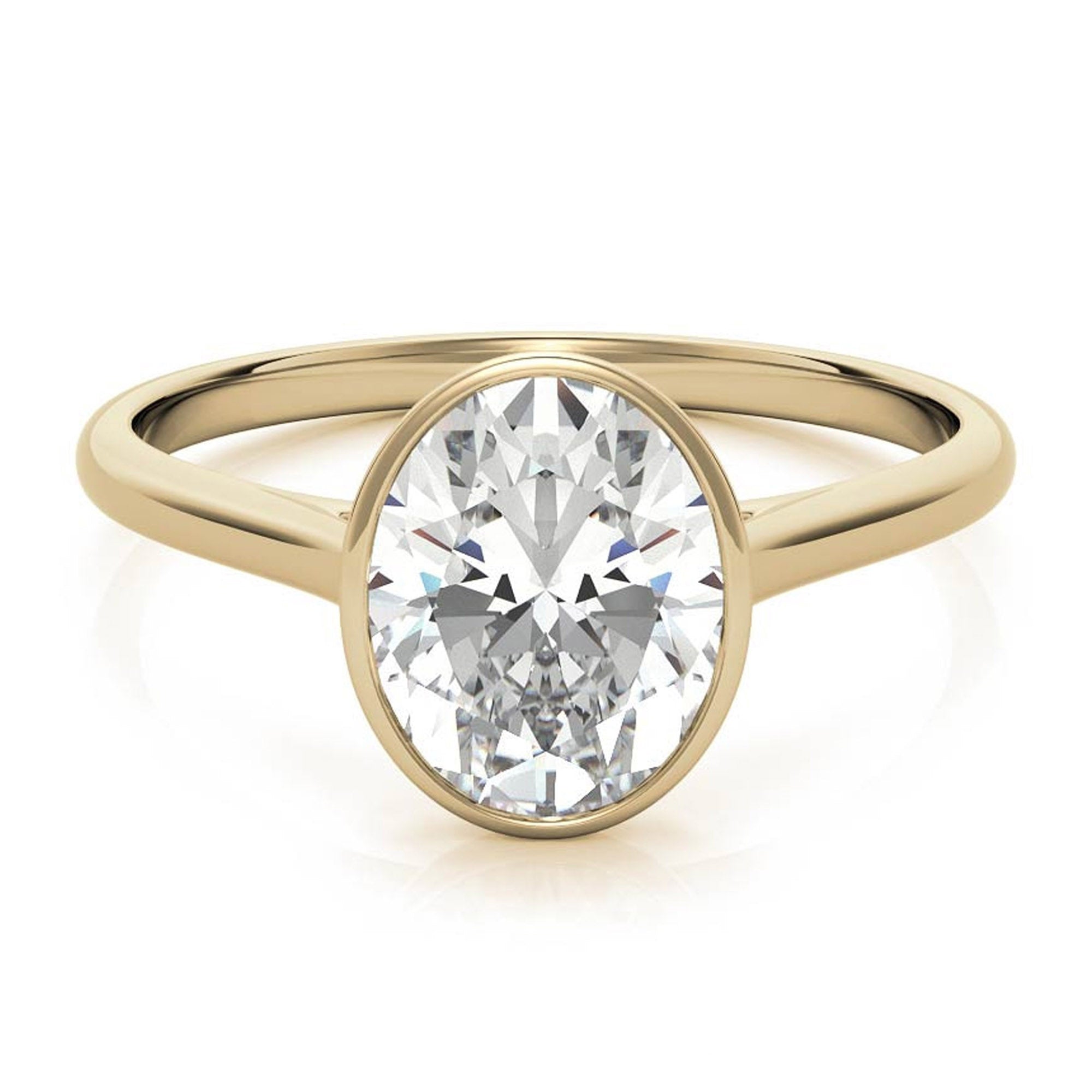 Adjustable Minimalist Sterling Silver Yellow Gold Oval Cut Zircon Bezel Set Eangagement  Ring For Women