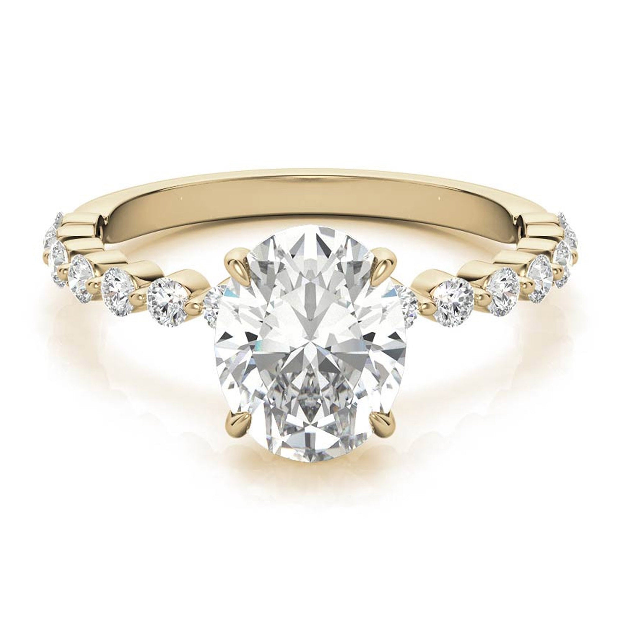 Adjustable 925 Sterling Silver Classic Yellow Gold Pave Diamond Engagement Ring – Perfect for Women