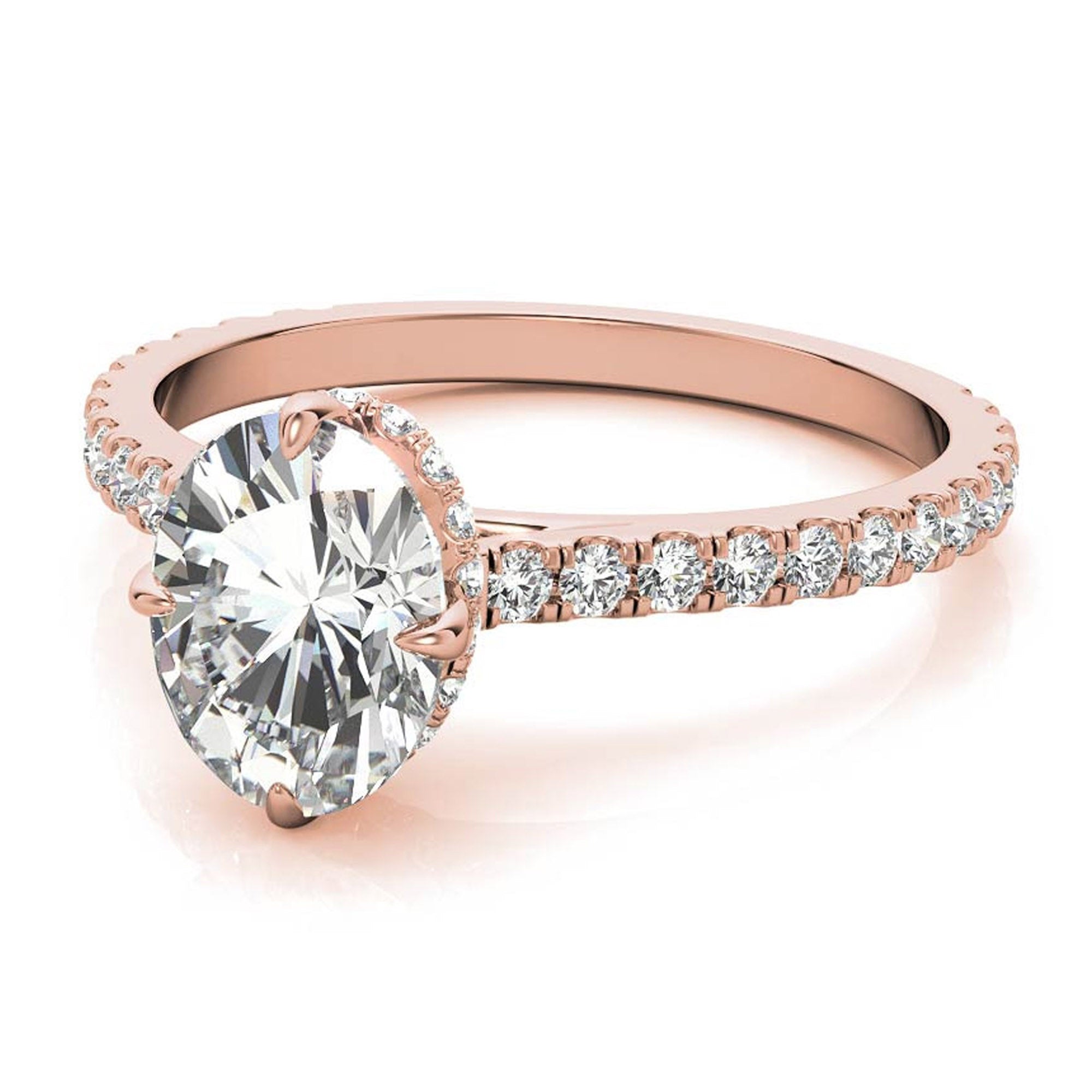 Stunning Oval-Cut Adjustable Sterling Silver Ring - Elegant Rose Gold Plating