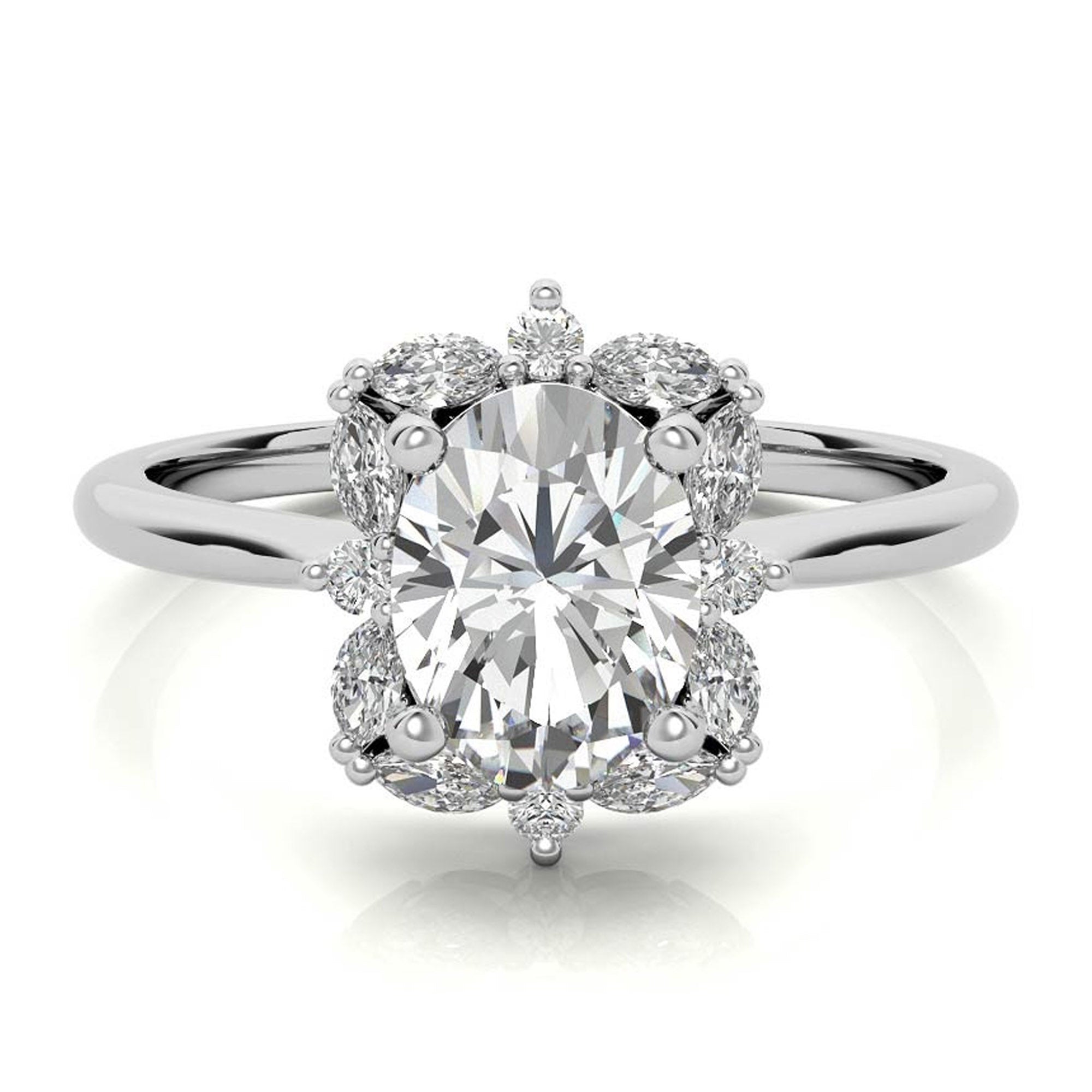 Silver Radiant Halo Ring