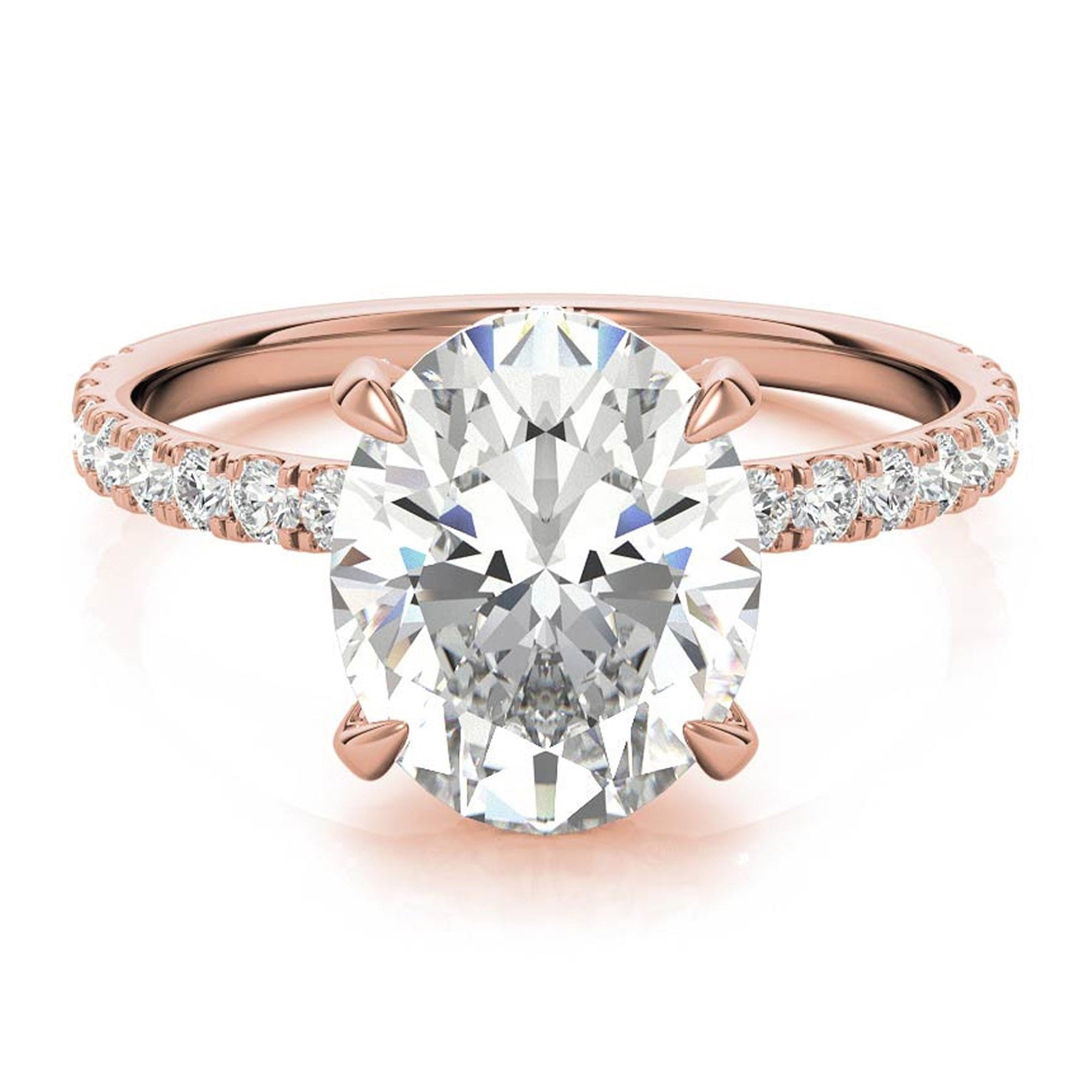Classic 925 Sterling Silver Adjustable Oval-Cut Rose Gold Engagement Ring For Women