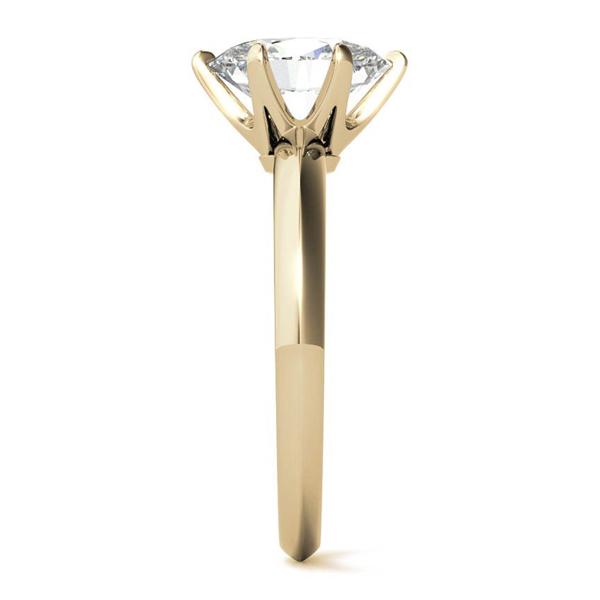 Sterling Silver Six-Prong Adjustable Solitaire Yellow Gold Engagement Ring for Women