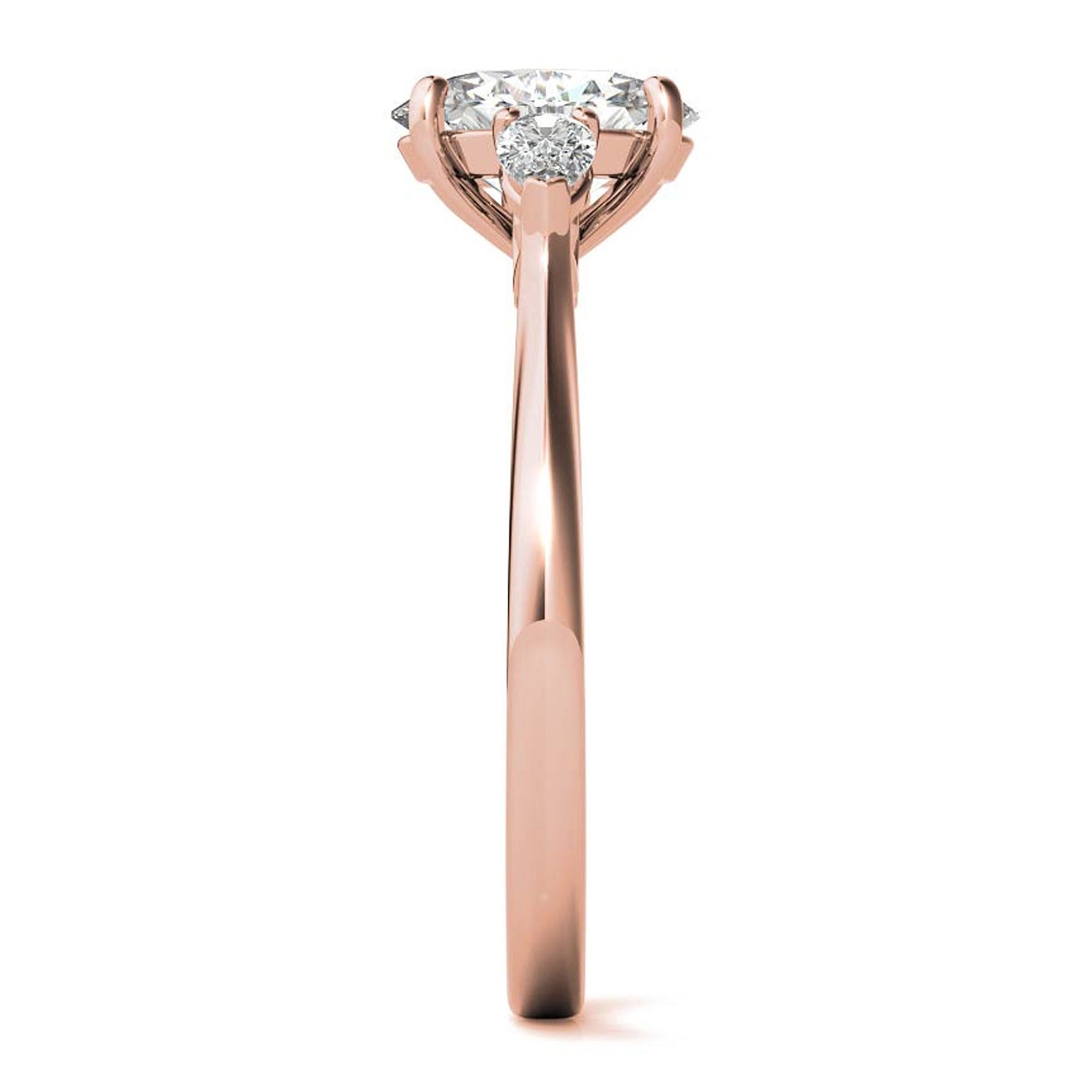 Elegant Classic Sterling Silver Adjustable Oval-Cut Three-Stone Rose Gold Ring for Women