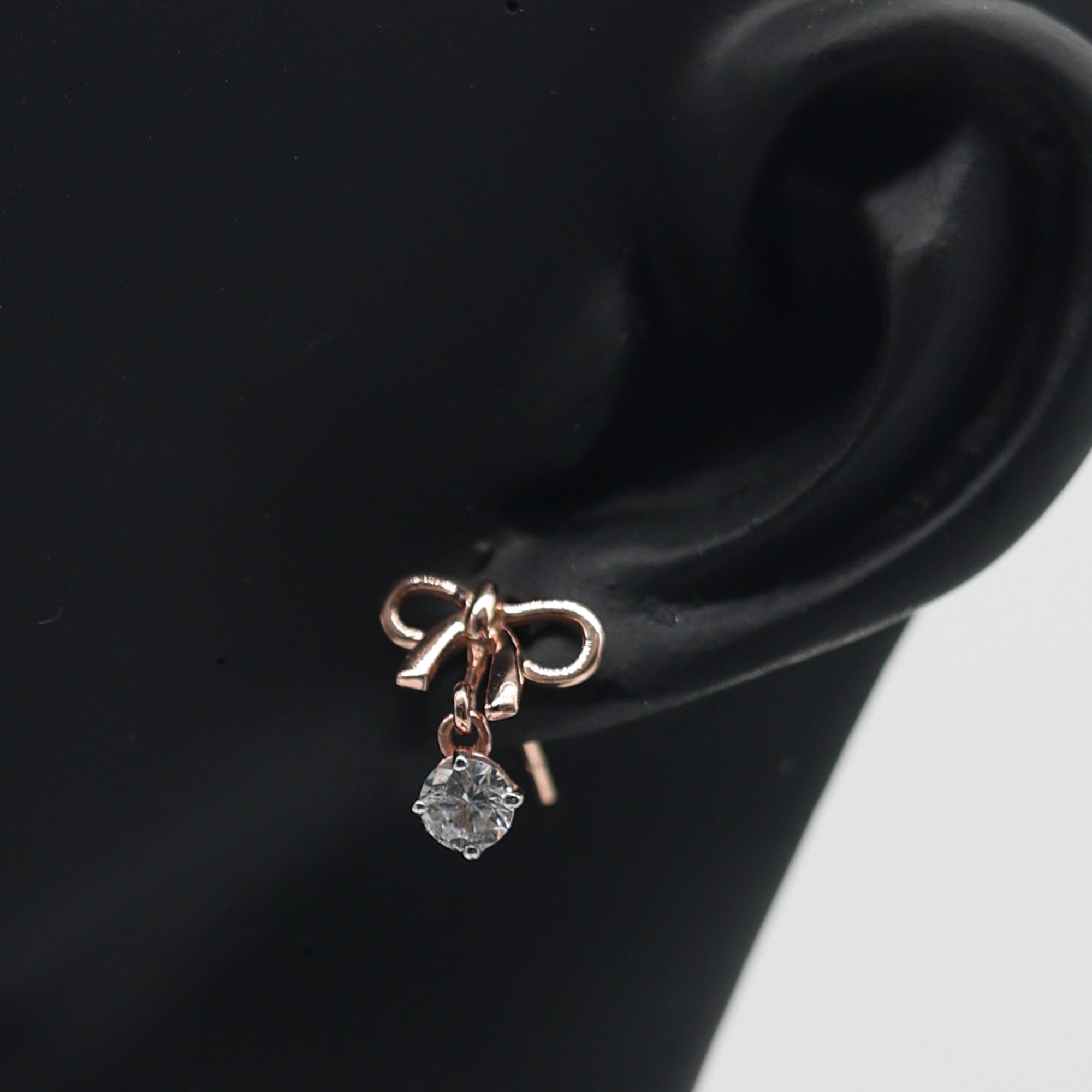 Timeless Rose Gold Bow Drop Earrings