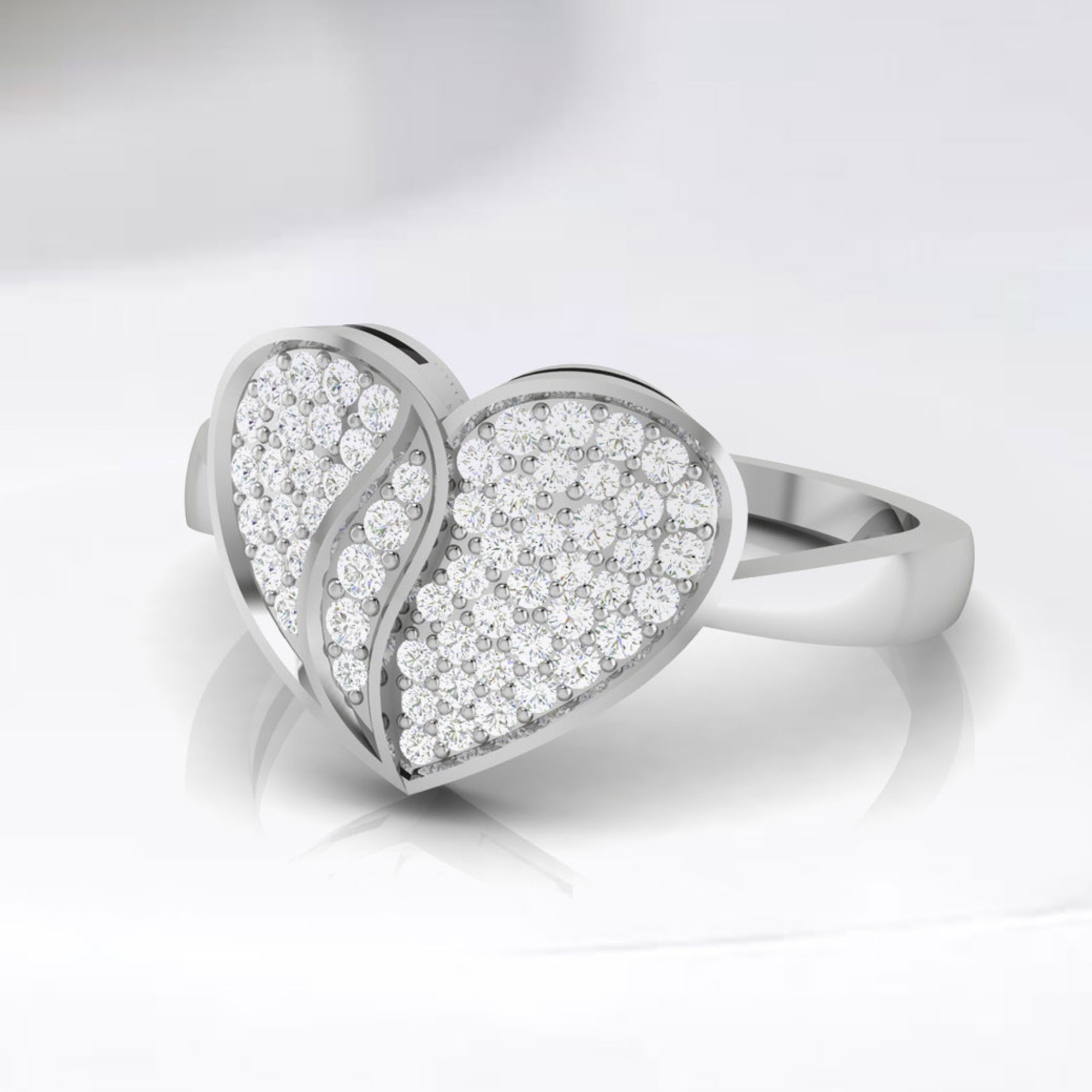 Sterling Silver Heart Diamond Ring