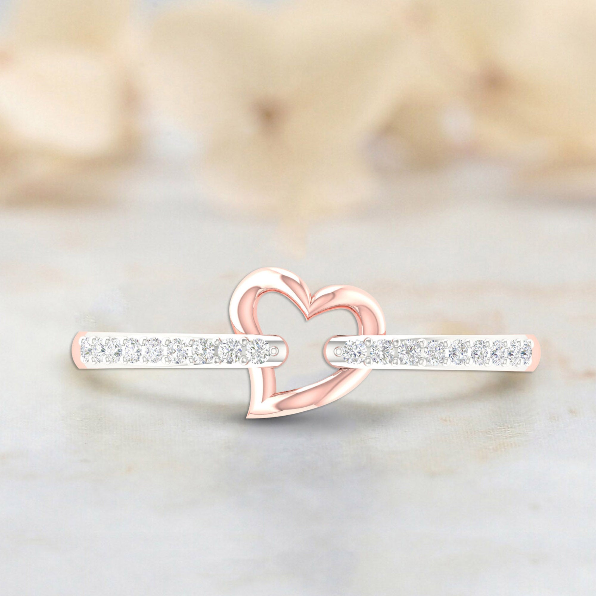 Elegant Open Heart Diamond Ring