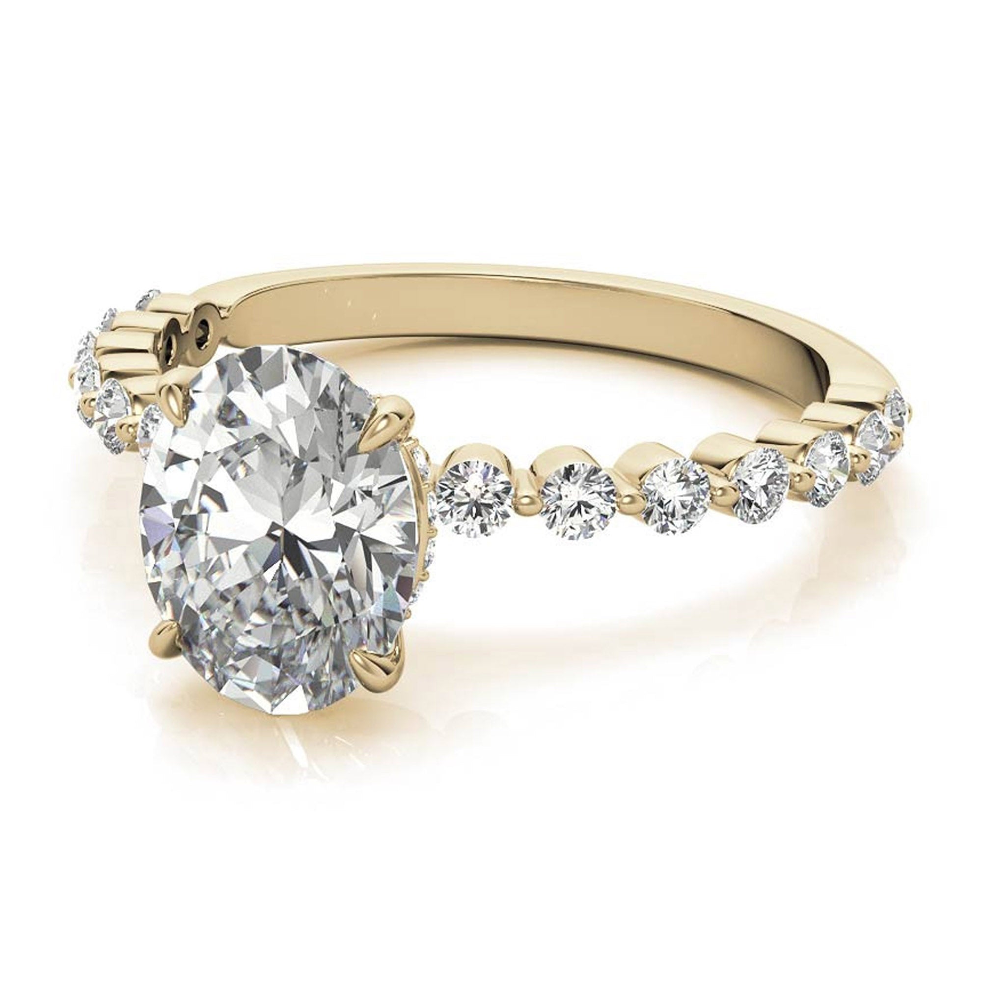 Adjustable 925 Sterling Silver Classic Yellow Gold Pave Diamond Engagement Ring – Perfect for Women