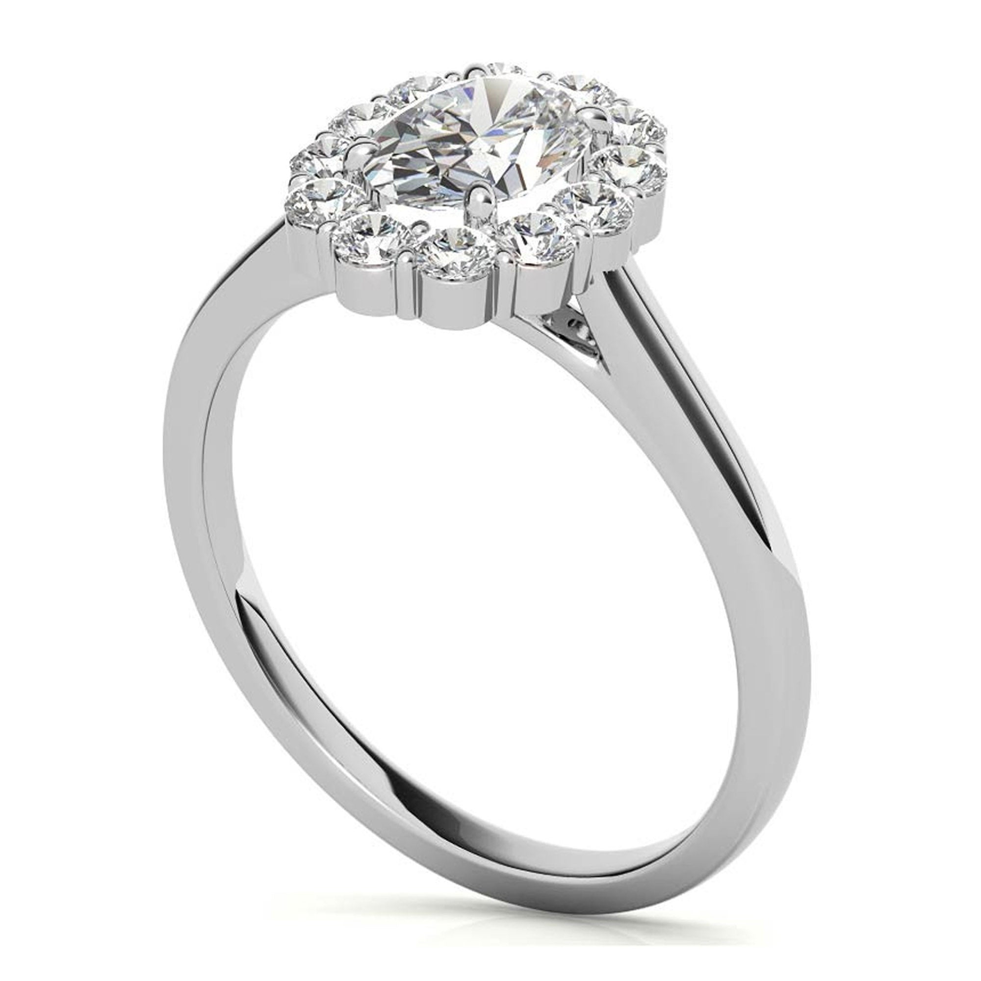 Stunning Adjustable Sterling Silver Oval Halo Cluster Ring - White Gold Plated Elegance for Any Occasion!