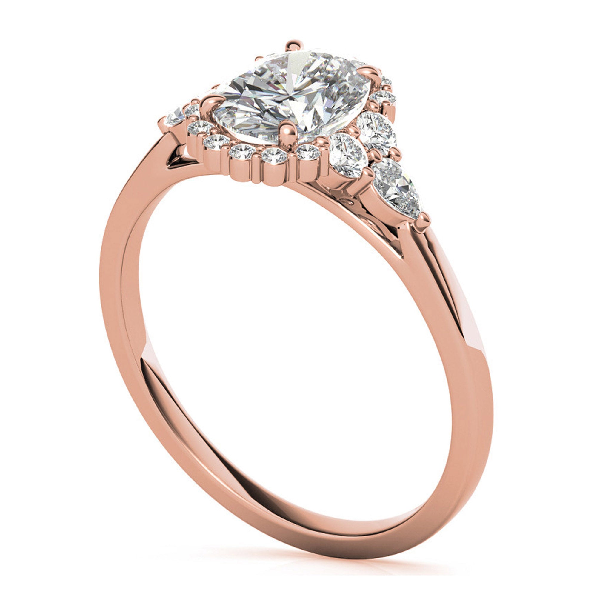 Silver Rosy Halo Sparkle Ring