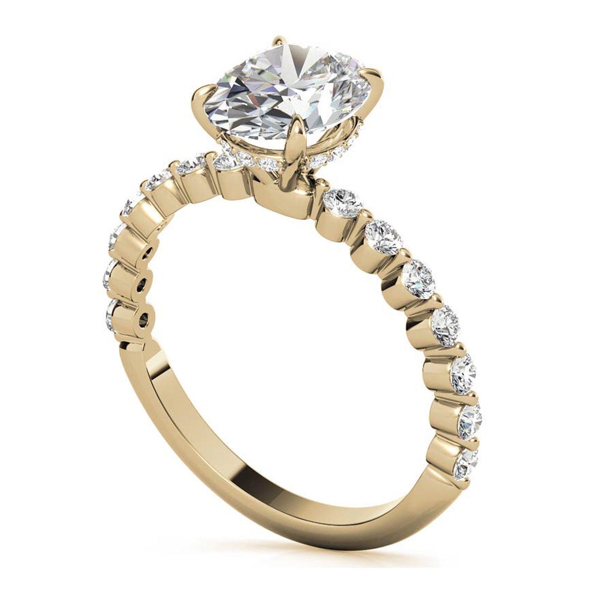 Adjustable 925 Sterling Silver Classic Yellow Gold Pave Diamond Engagement Ring – Perfect for Women
