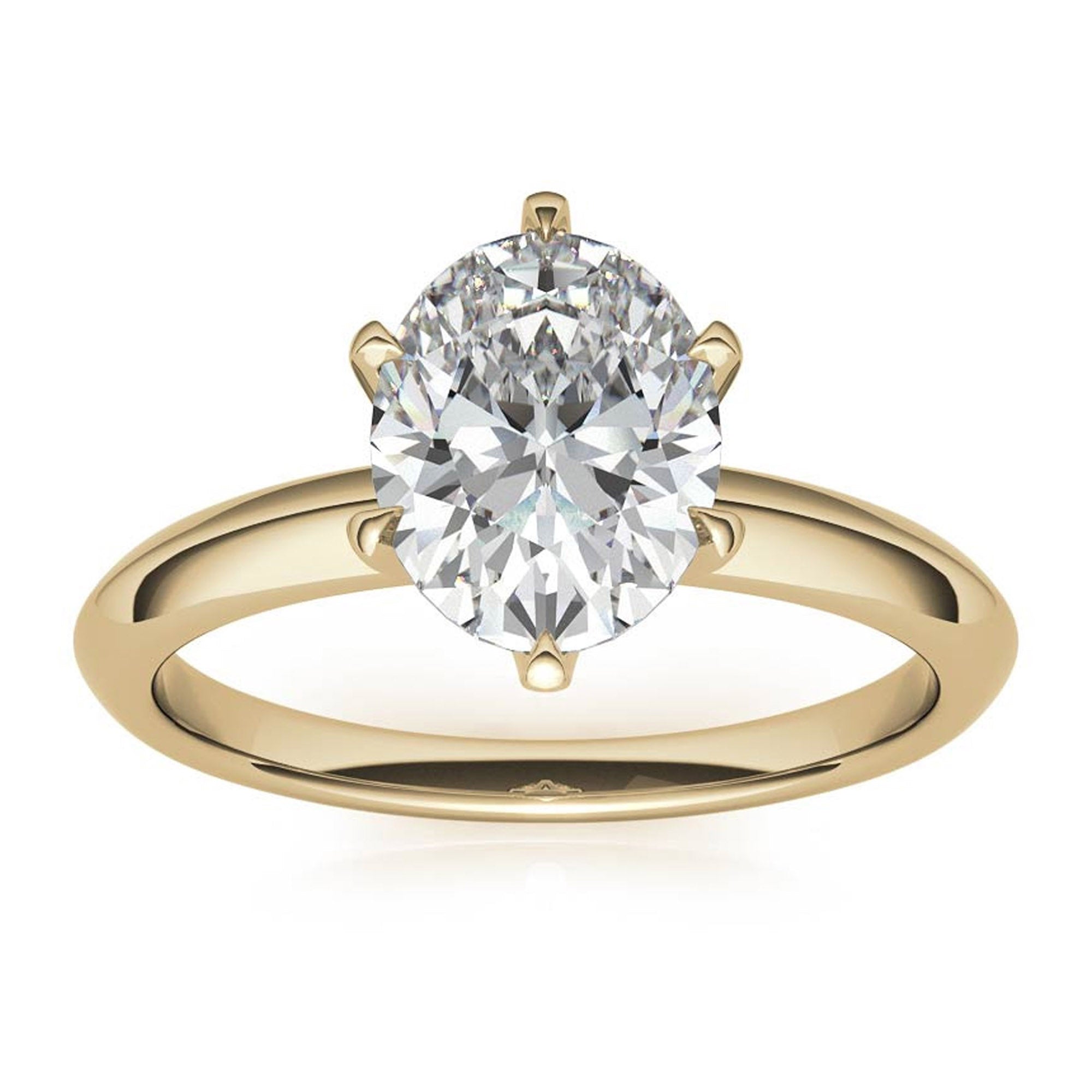Sterling Silver Six-Prong Adjustable Solitaire Yellow Gold Engagement Ring for Women