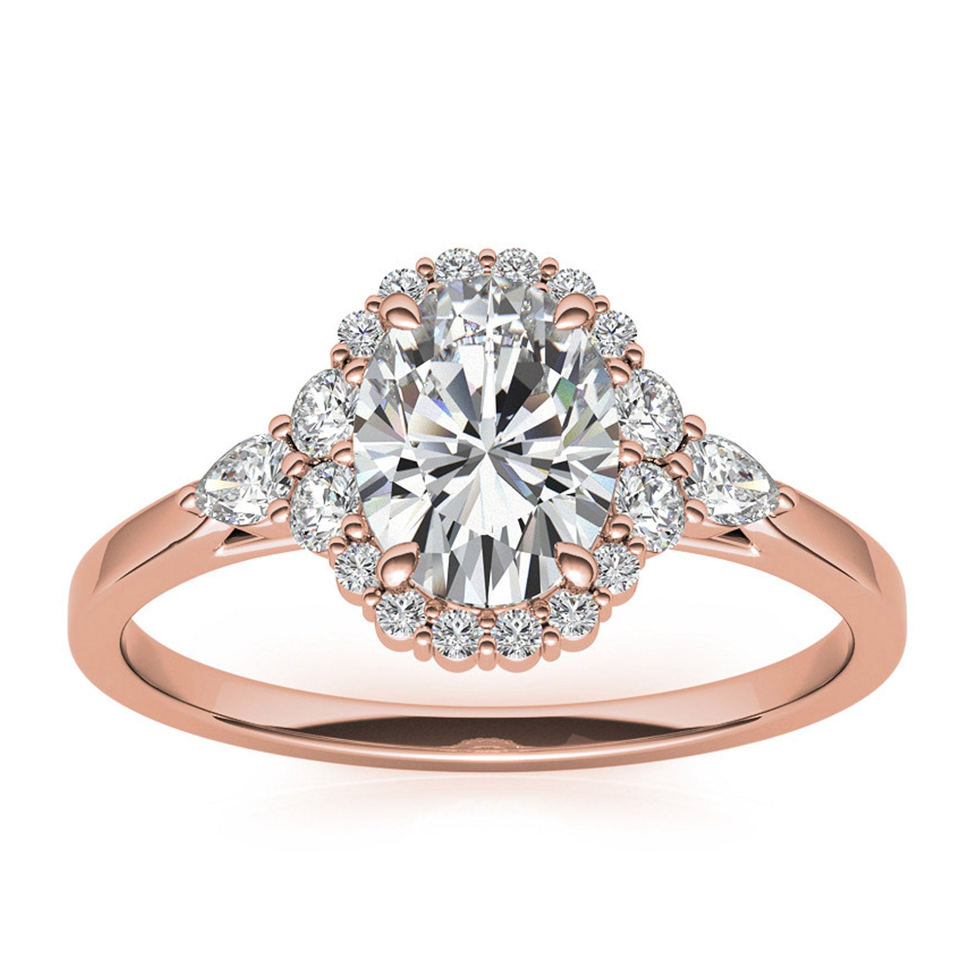 Silver Rosy Halo Sparkle Ring