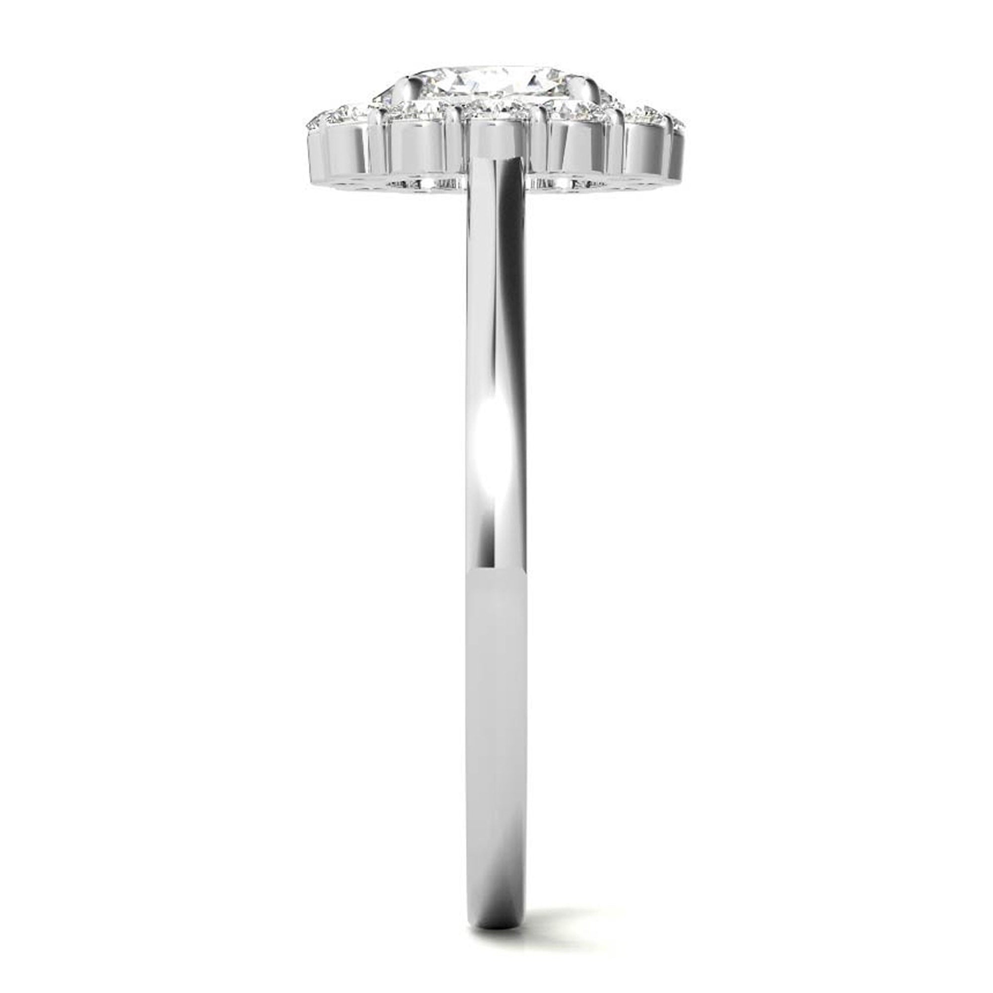 Stunning Adjustable Sterling Silver Oval Halo Cluster Ring - White Gold Plated Elegance for Any Occasion!