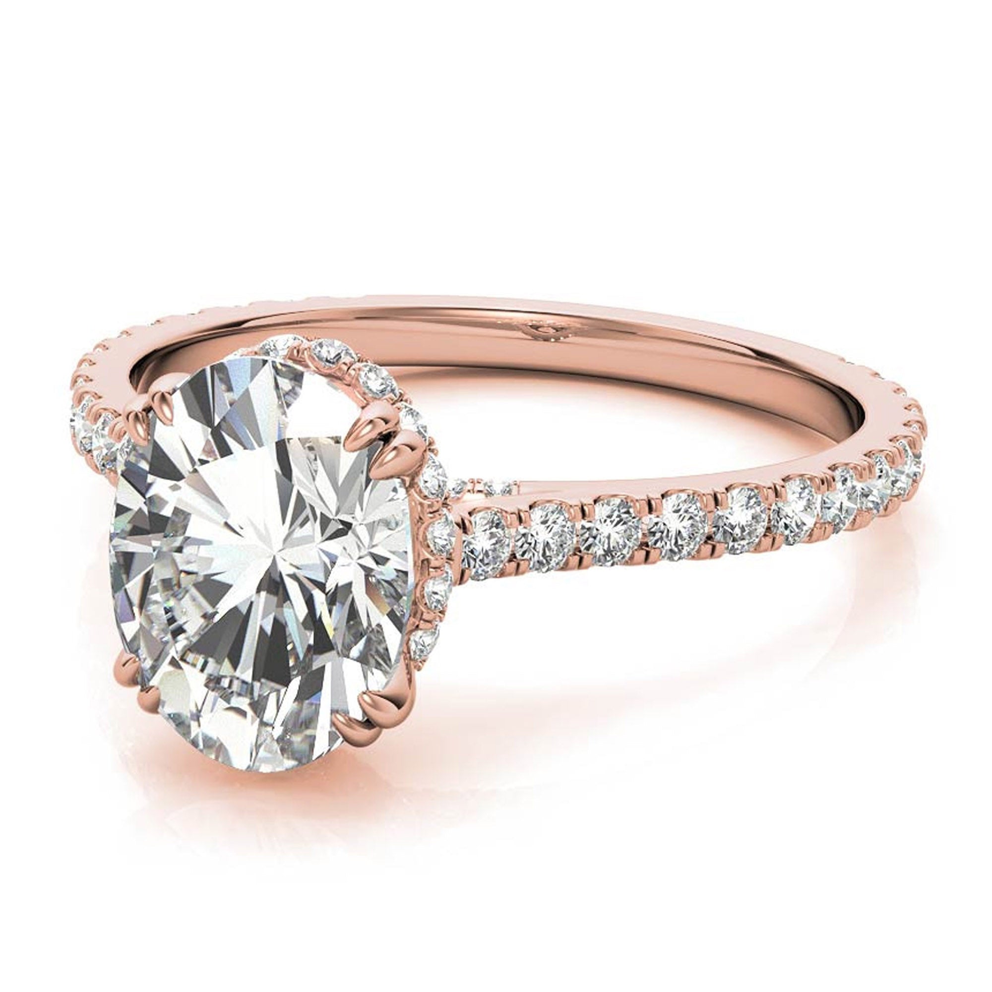 Stunning Large Oval-Cut Rose Gold Plated Ring | Adjustable Sterling Silver Ring