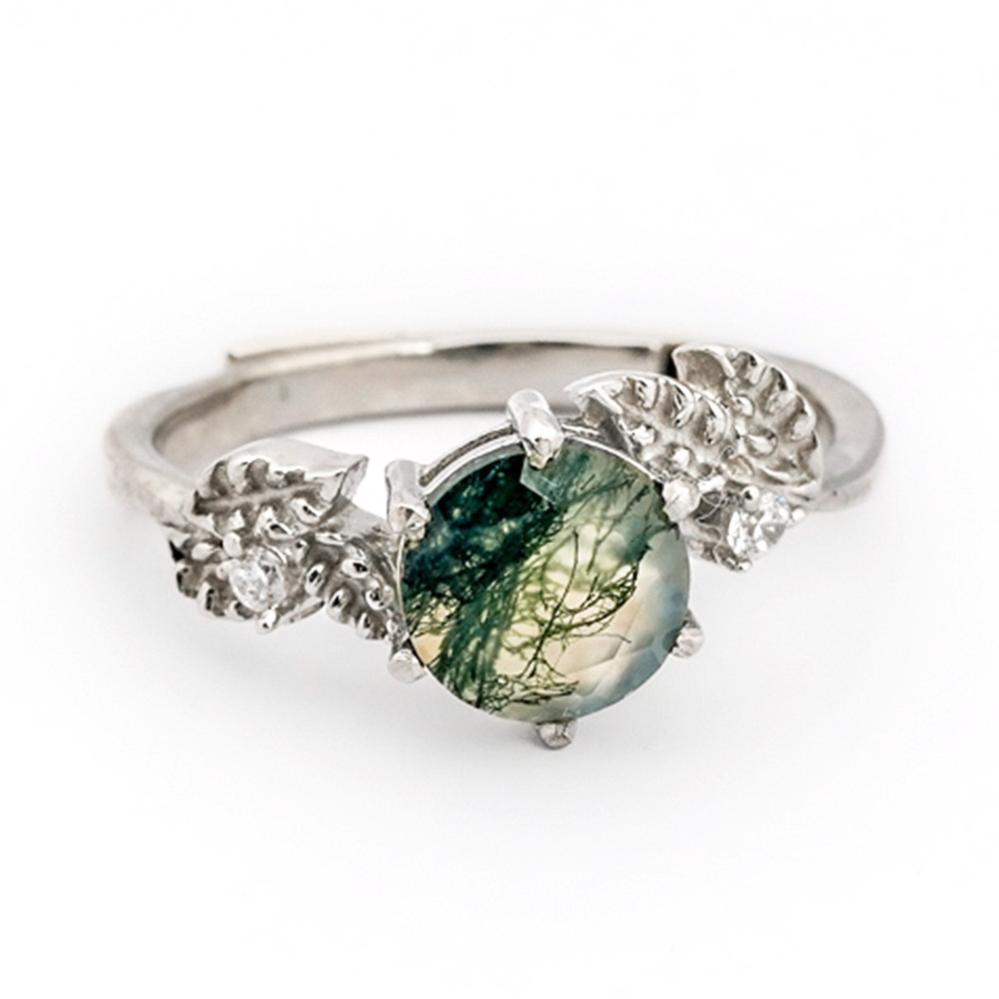 Moss Agate Elegance Adjustable Ring