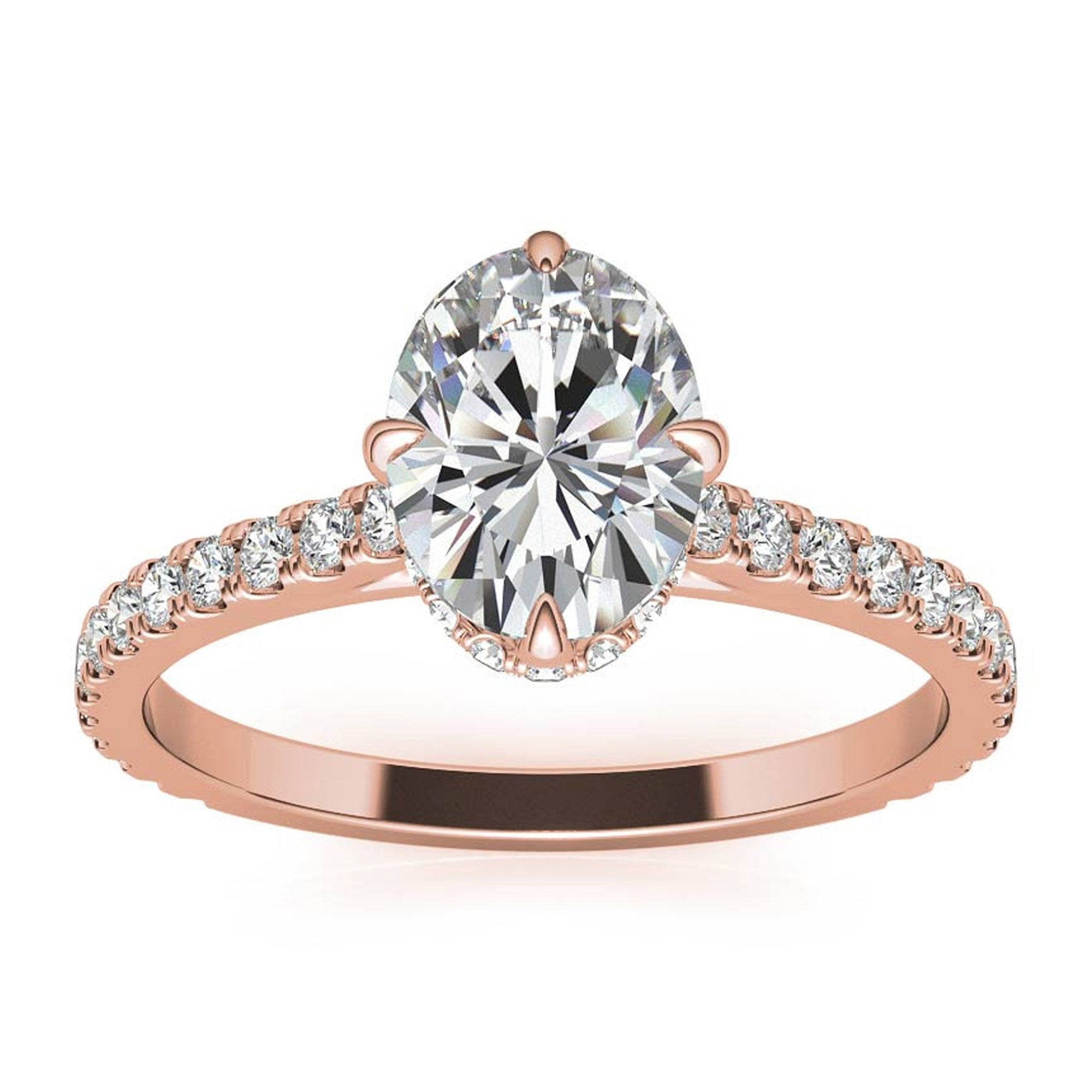 Stunning Oval-Cut Adjustable Sterling Silver Ring - Elegant Rose Gold Plating