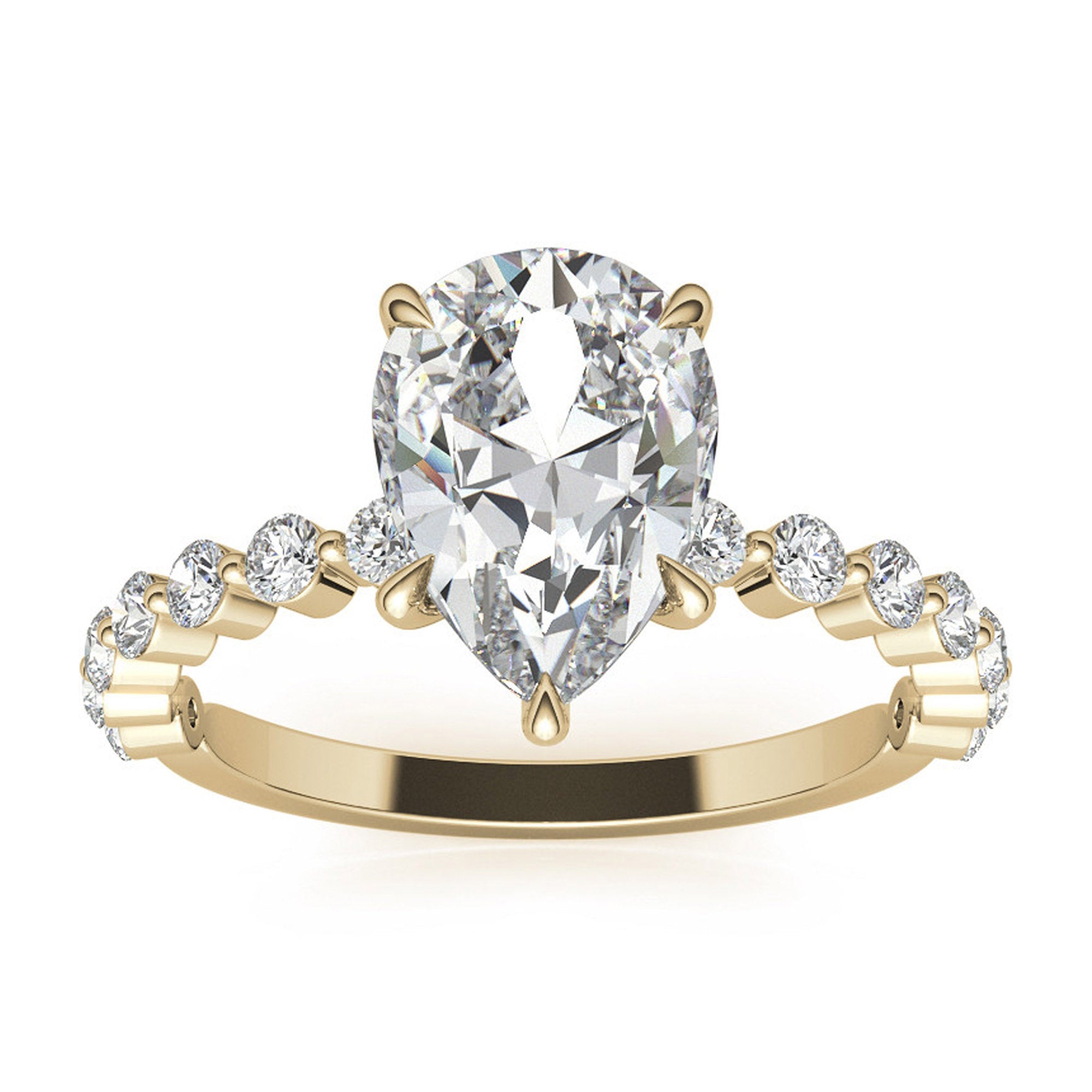 Silver Shining Pear Cut Ring
