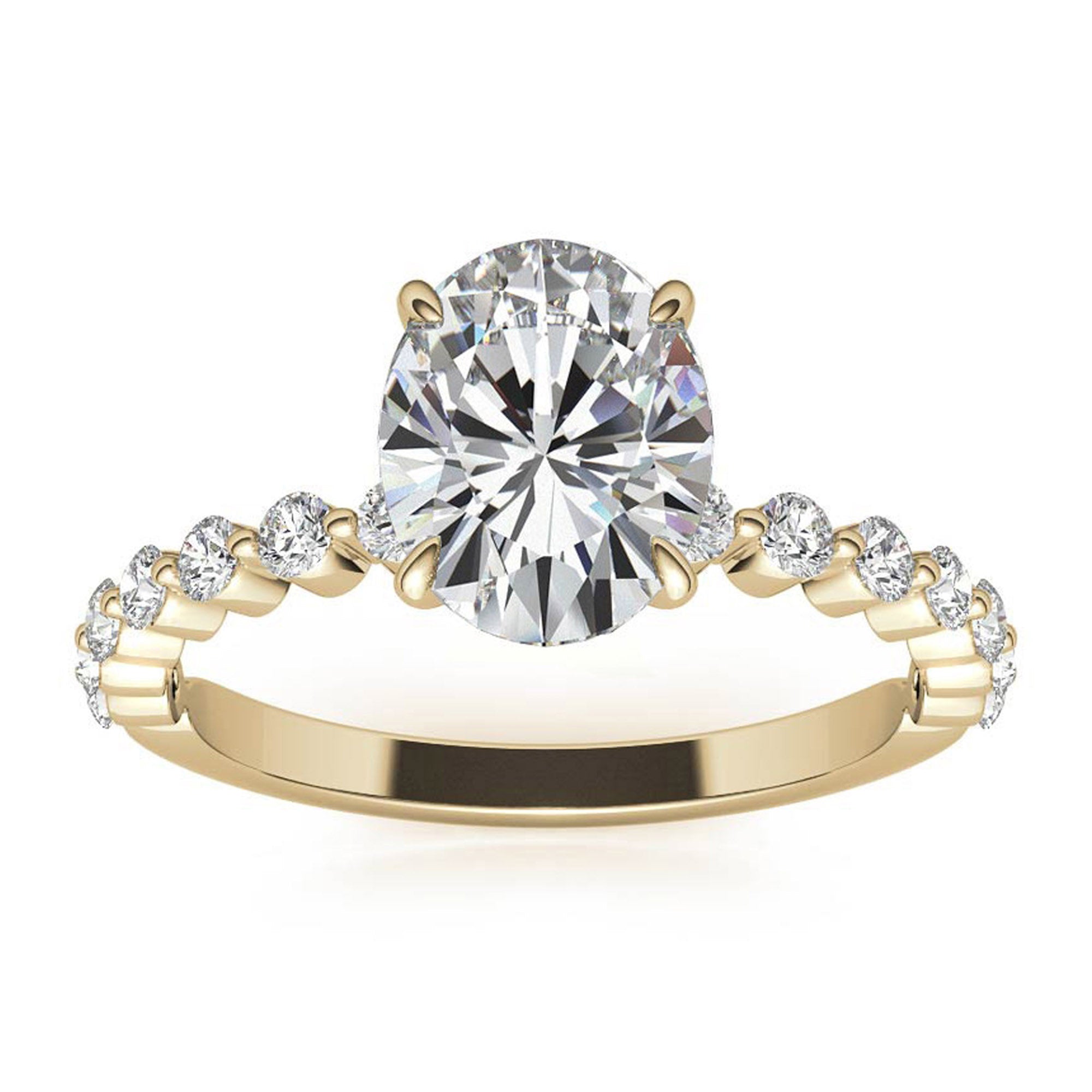 Adjustable 925 Sterling Silver Classic Yellow Gold Pave Diamond Engagement Ring – Perfect for Women