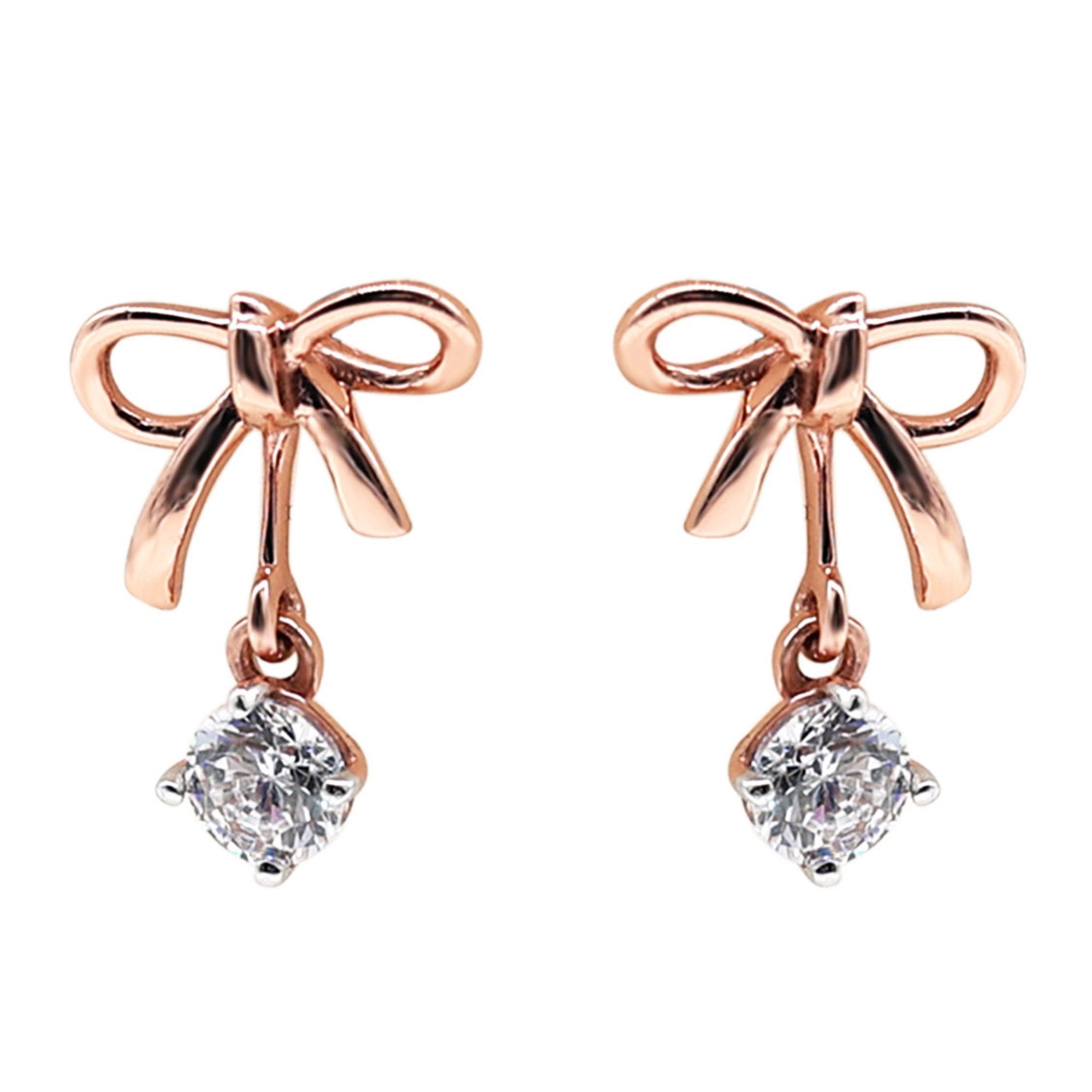 Timeless Rose Gold Bow Drop Earrings