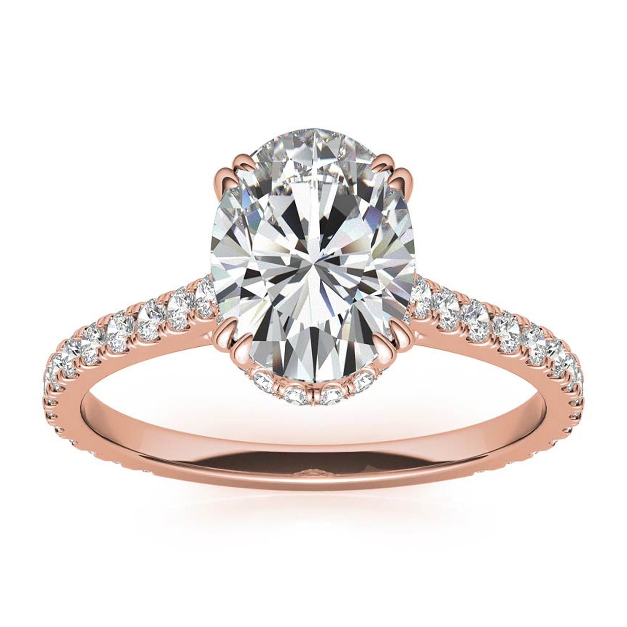 Stunning Large Oval-Cut Rose Gold Plated Ring | Adjustable Sterling Silver Ring