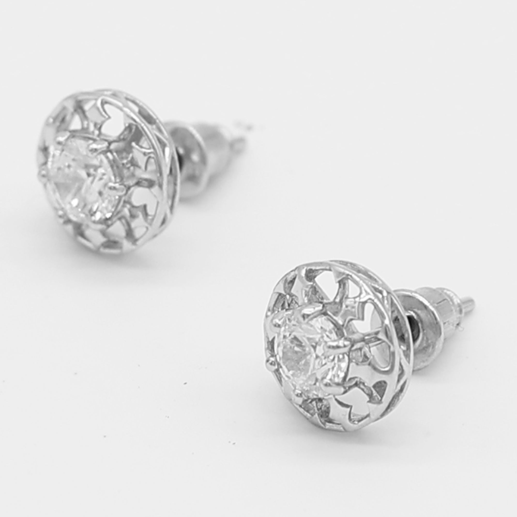 Sterling Silver Solitaire Stud Earrings