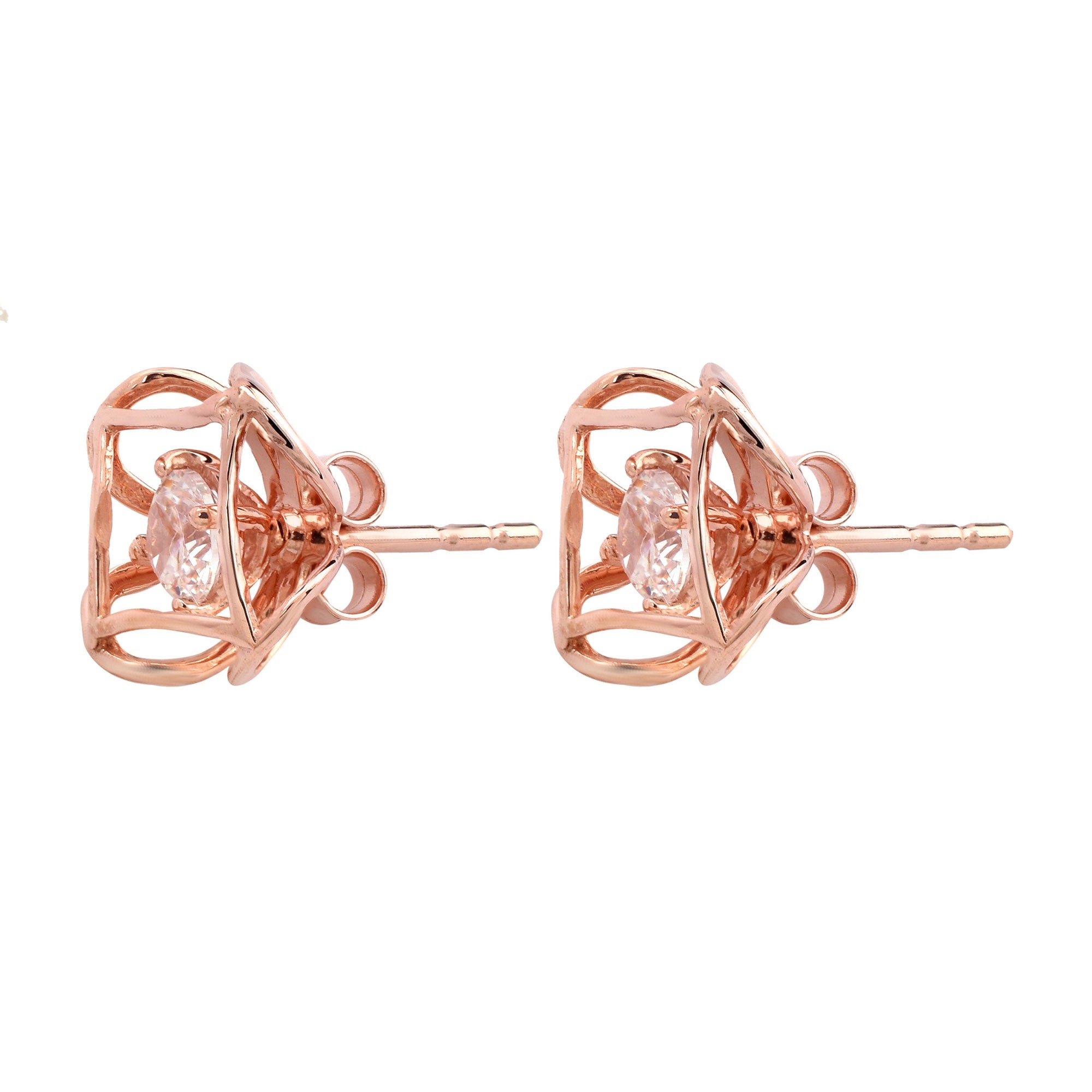 Geometric Rose Gold Stud Earrings