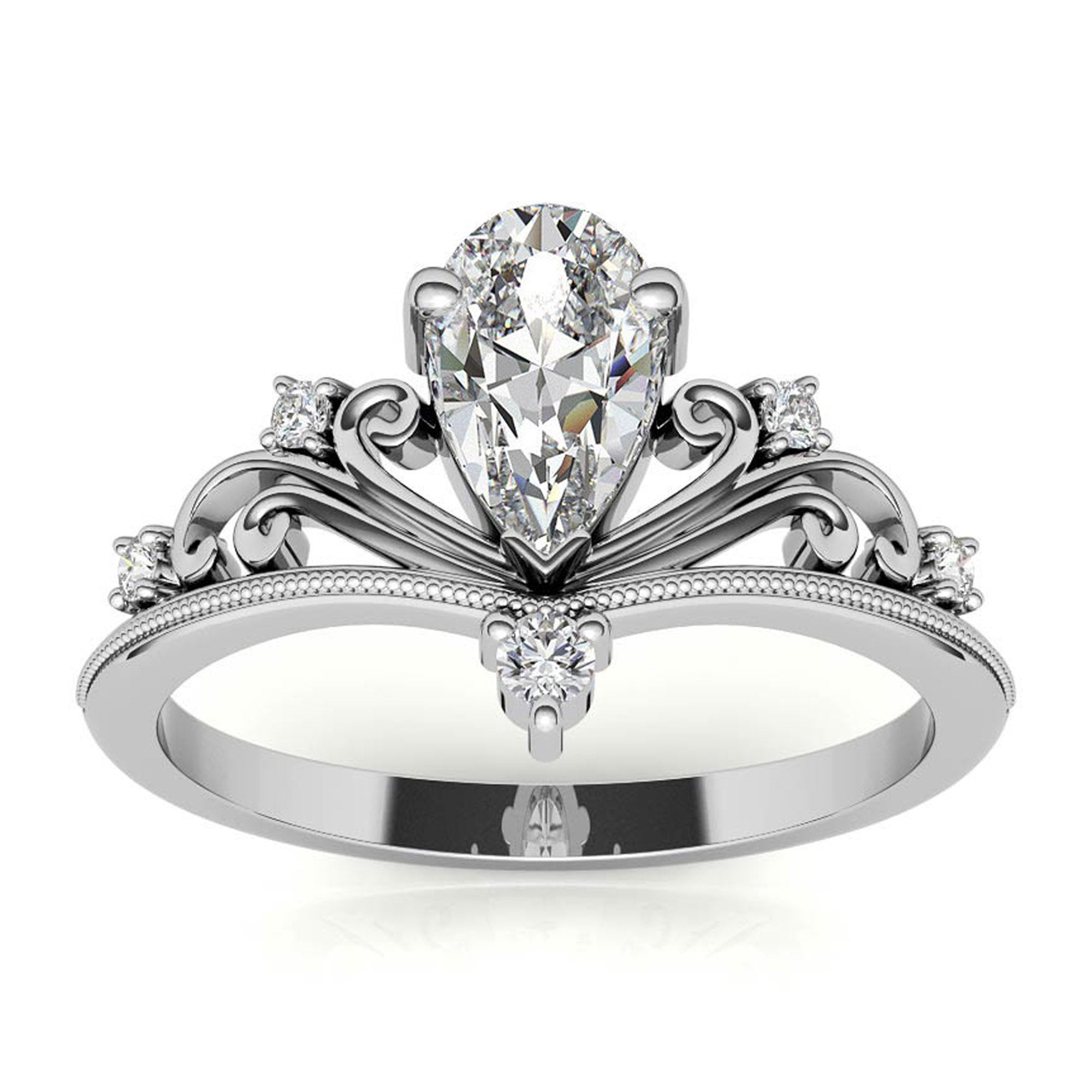 Silver Pear Cut Majesty Ring