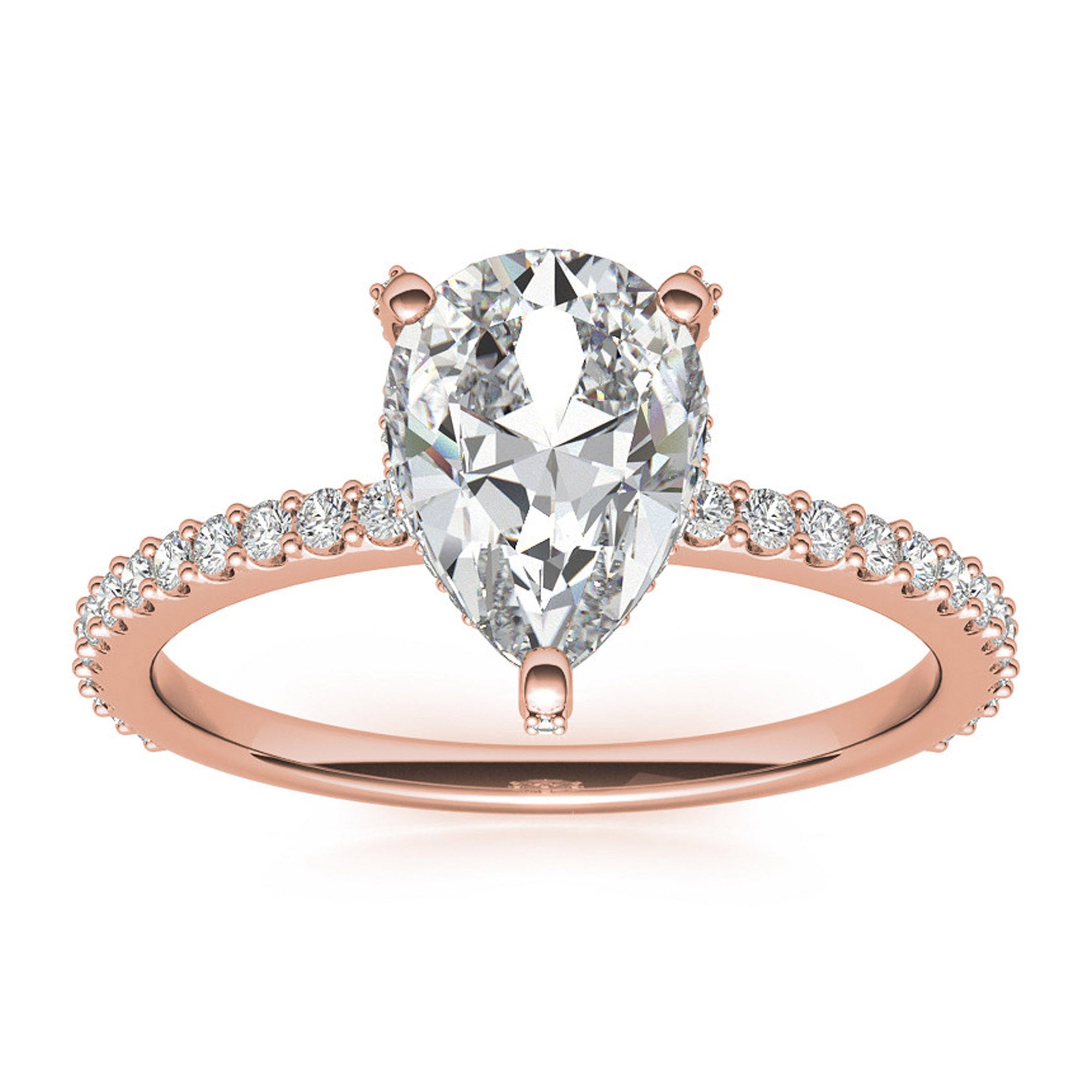 Adjustable Engagement Sterling Silver Rose Gold  Pear Shape Ring For Women