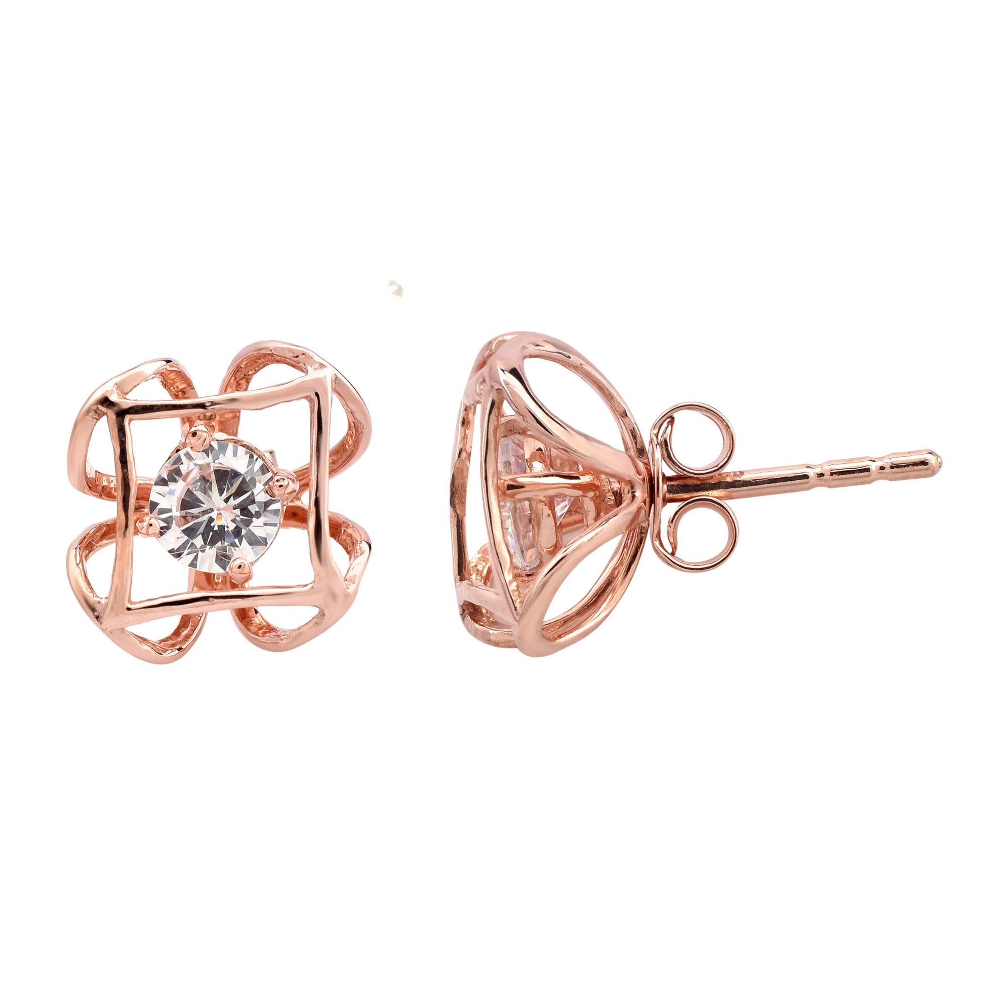 Geometric Rose Gold Stud Earrings
