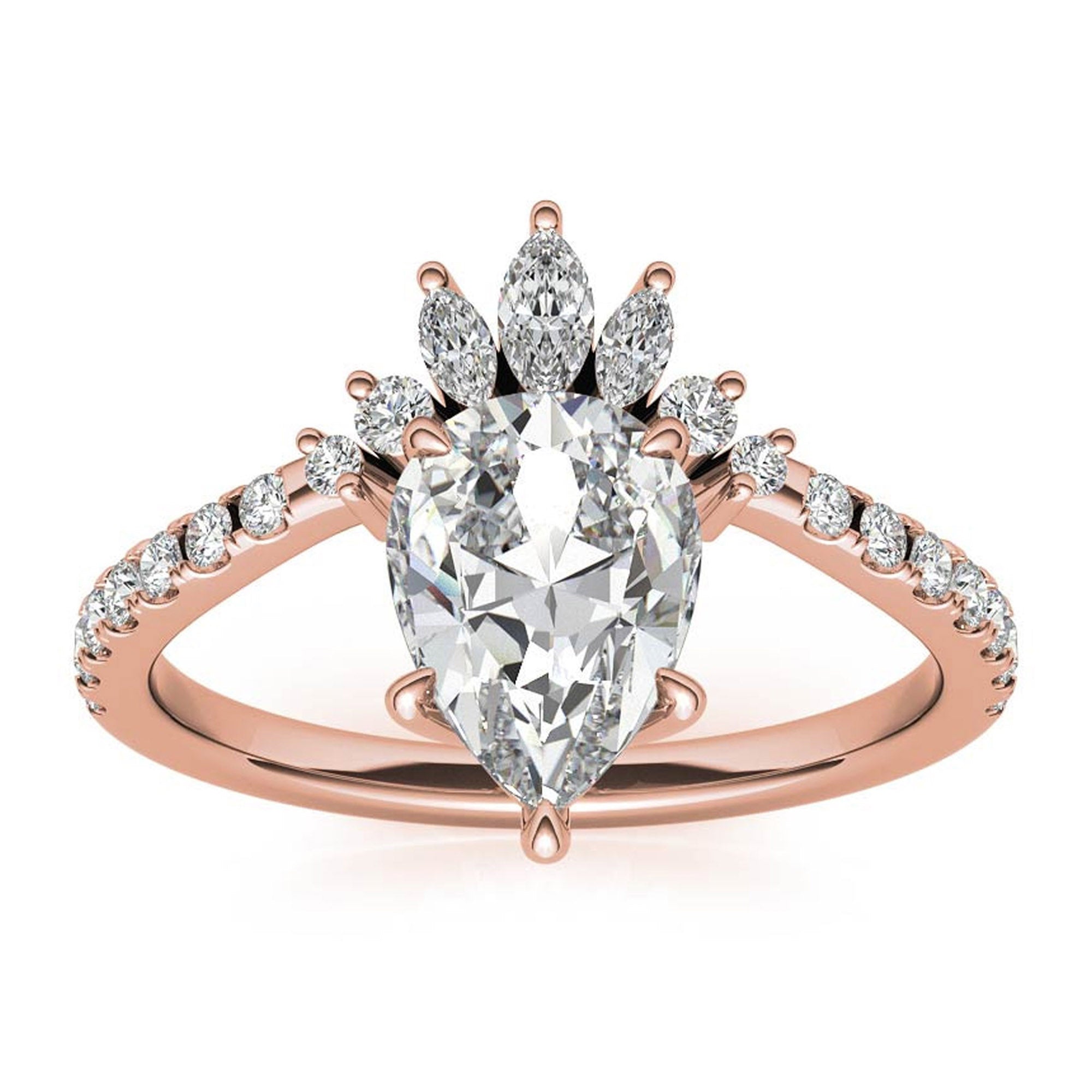 Silver Teardrop Crown Ring