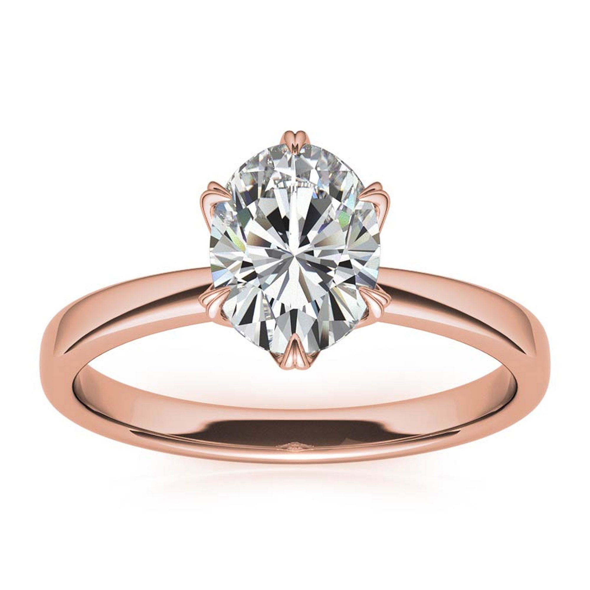Stunning Adjustable Solitaire Ring - Rose Gold Plated Sterling Silver with American Diamond