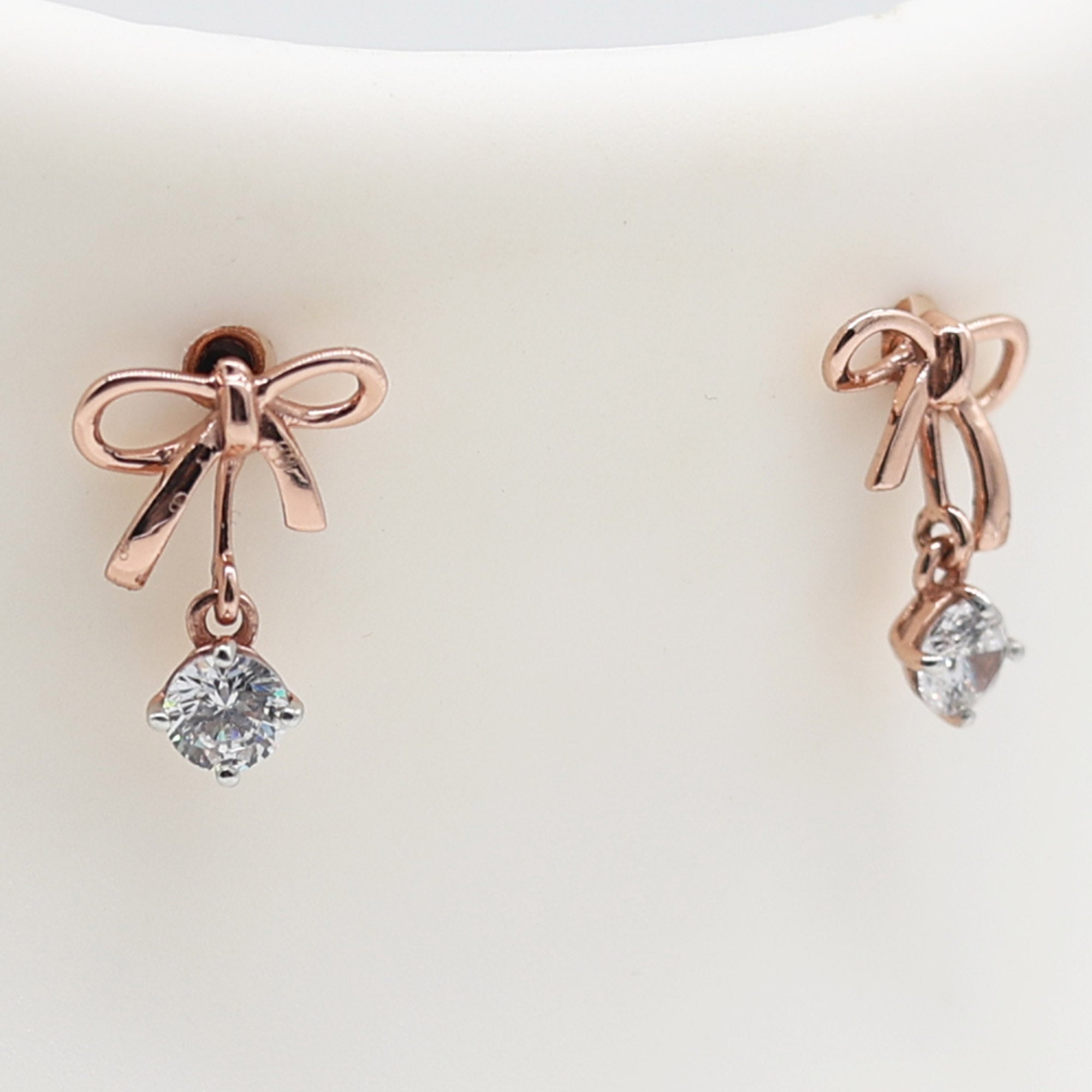 Timeless Rose Gold Bow Drop Earrings