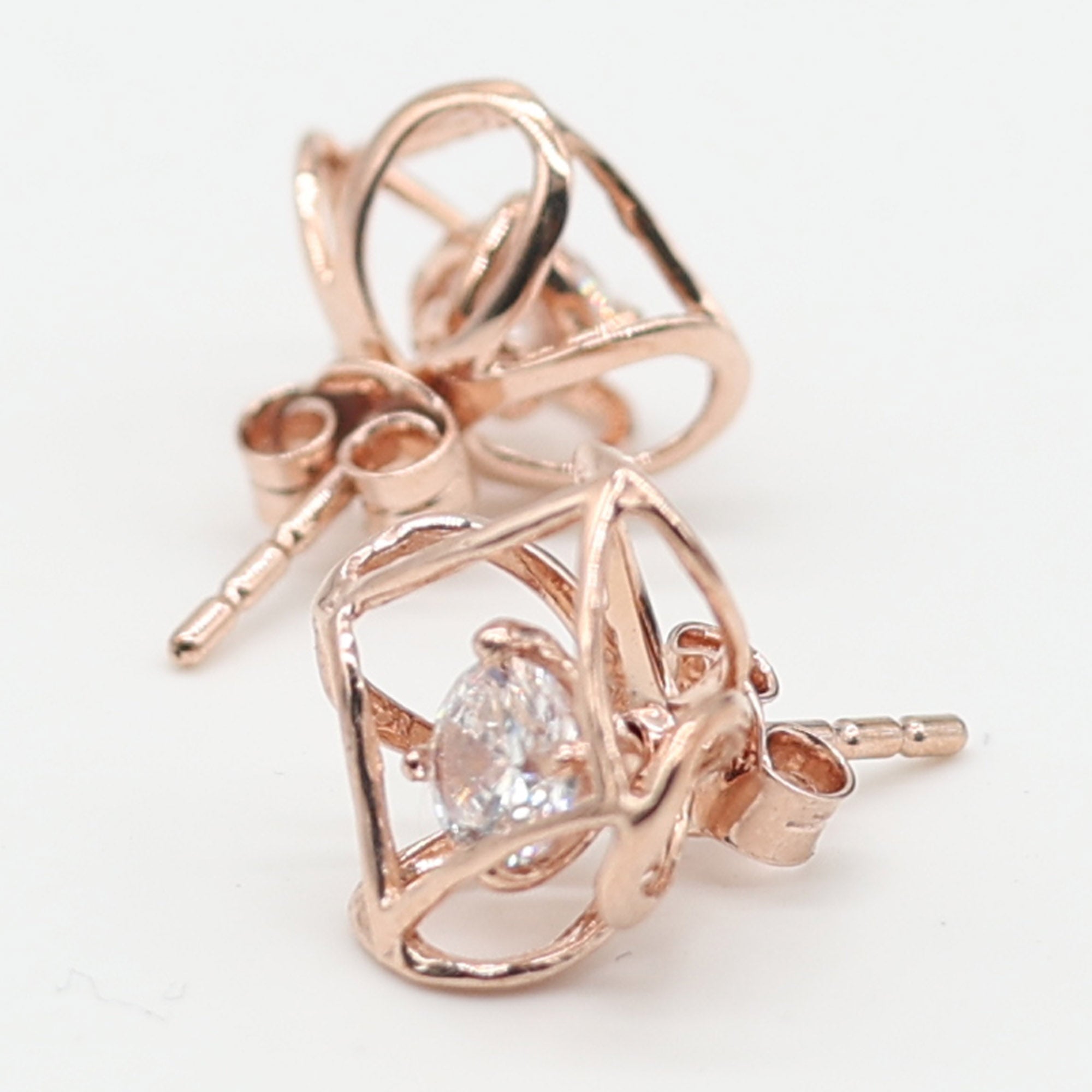 Geometric Rose Gold Stud Earrings
