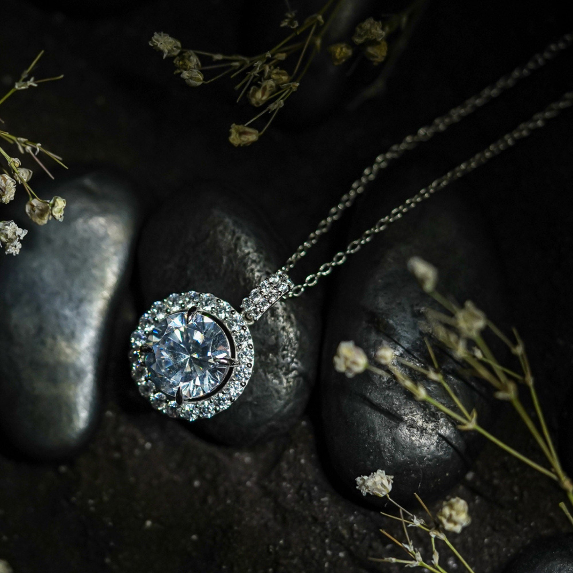 Elegant Halo Diamond Pendant for Women