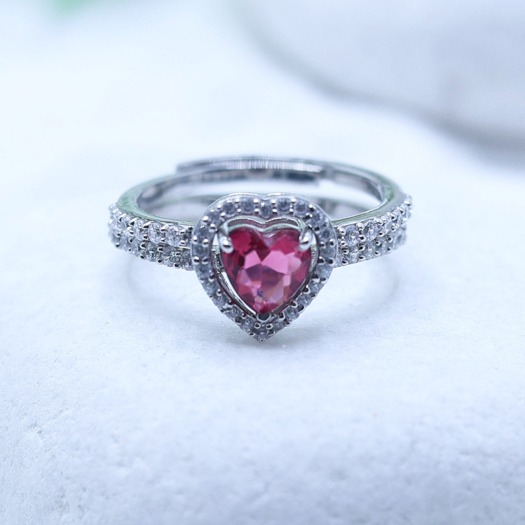 Ruby Heart Puzzle Ring Set