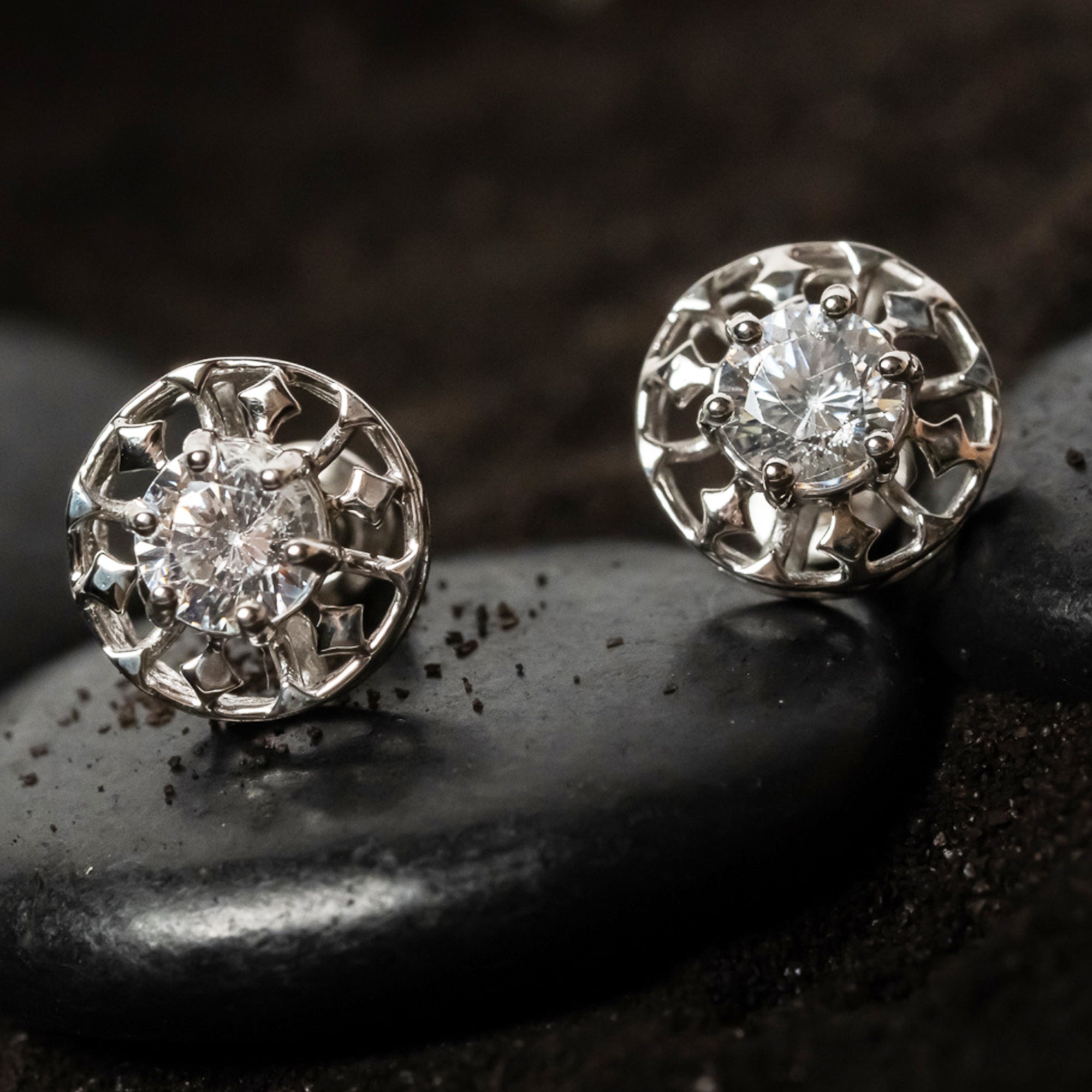 Sterling Silver Solitaire Stud Earrings