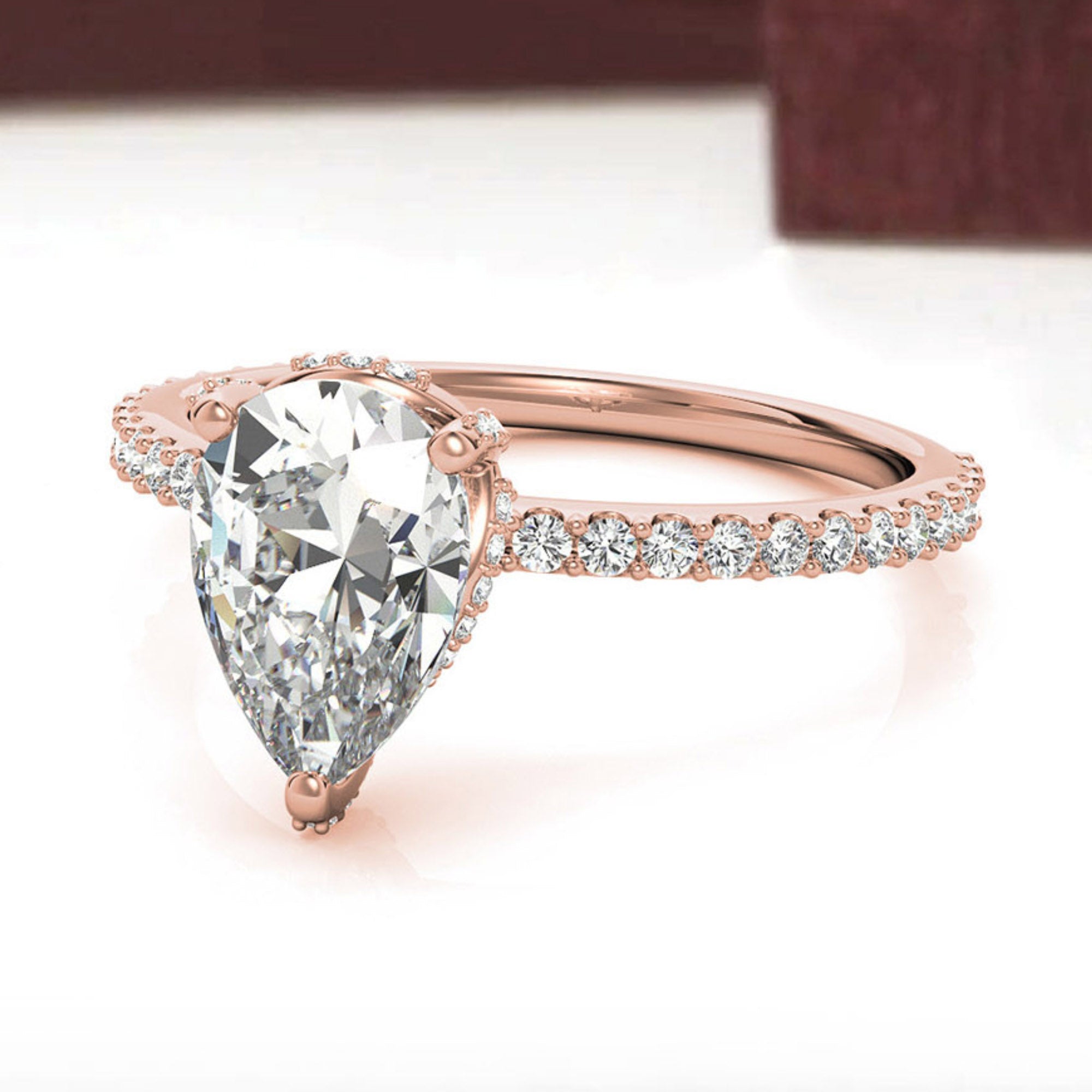 Adjustable Engagement Sterling Silver Rose Gold  Pear Shape Ring For Women