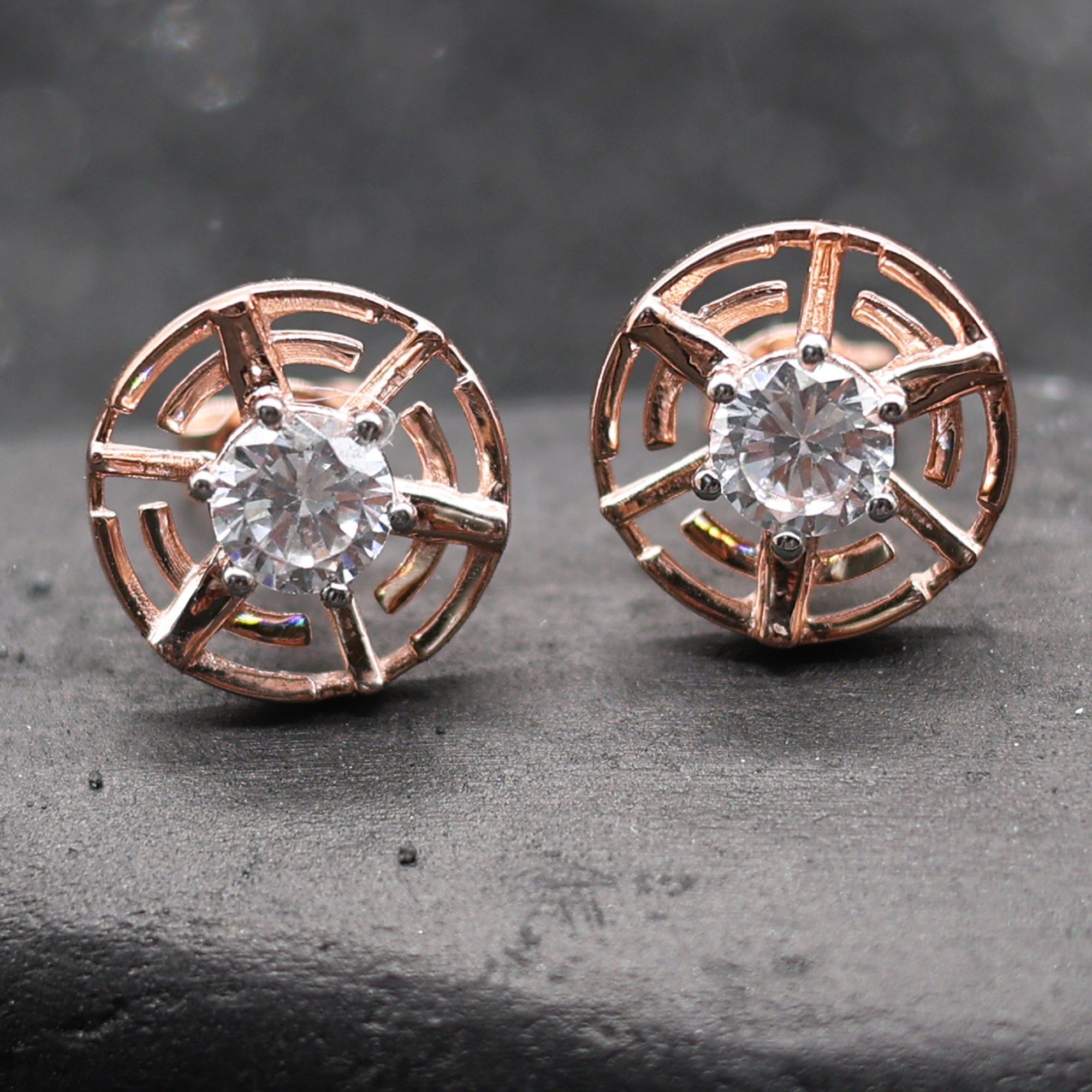 Rose Gold Geometric Stud Earrings