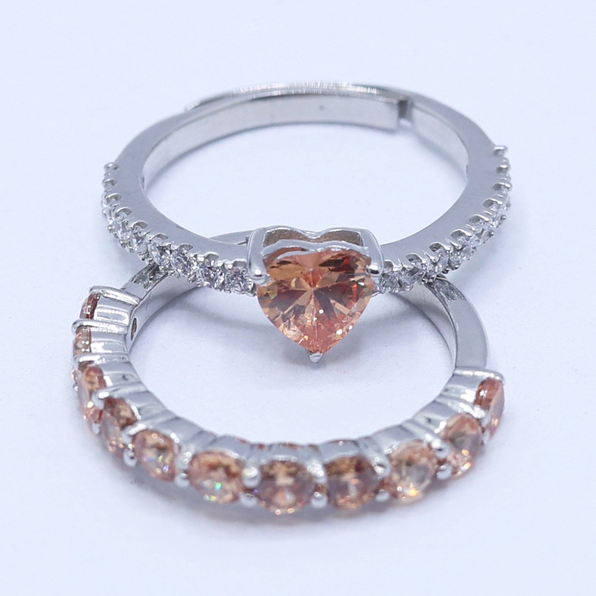 Champagne Heart Ring Set