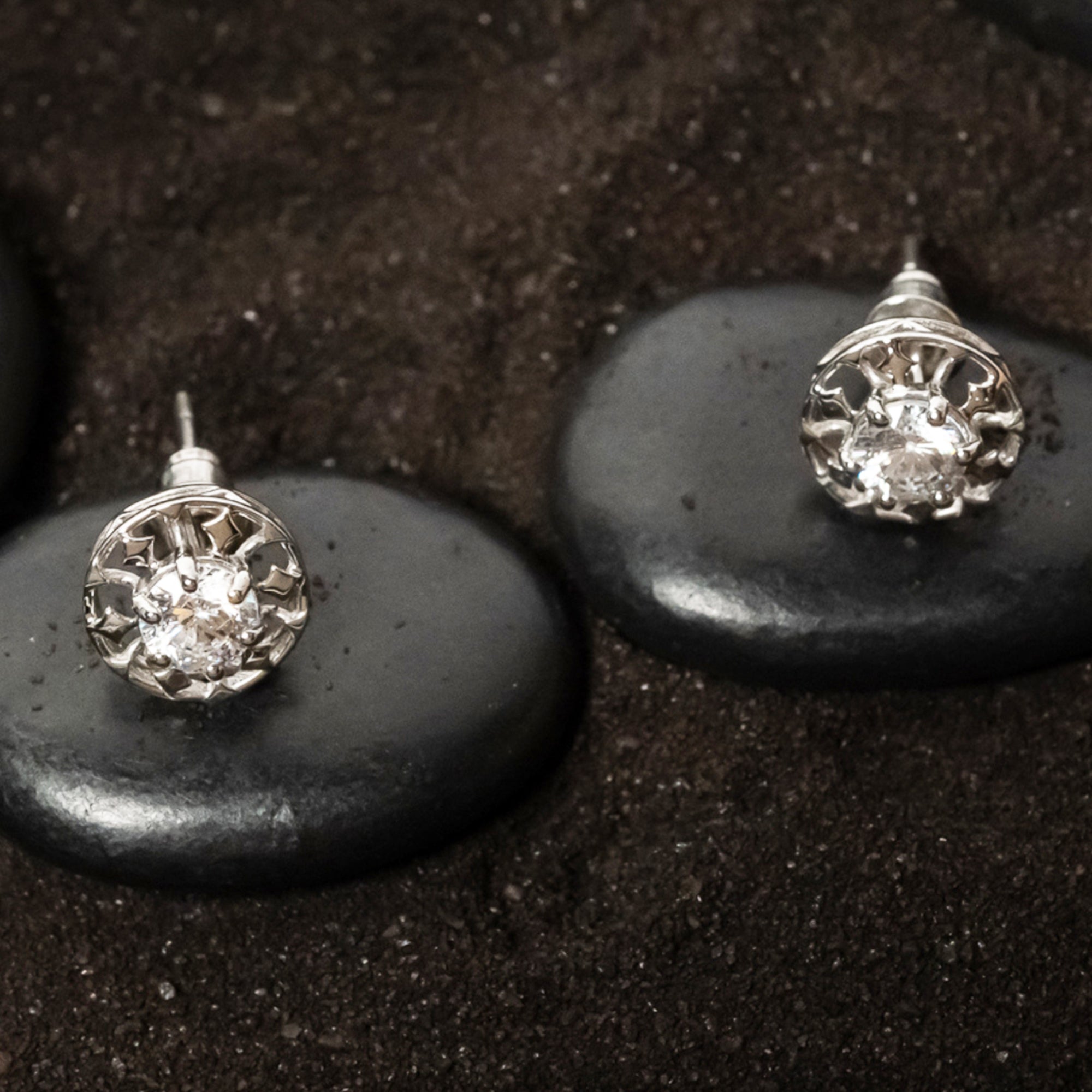 Sterling Silver Solitaire Stud Earrings