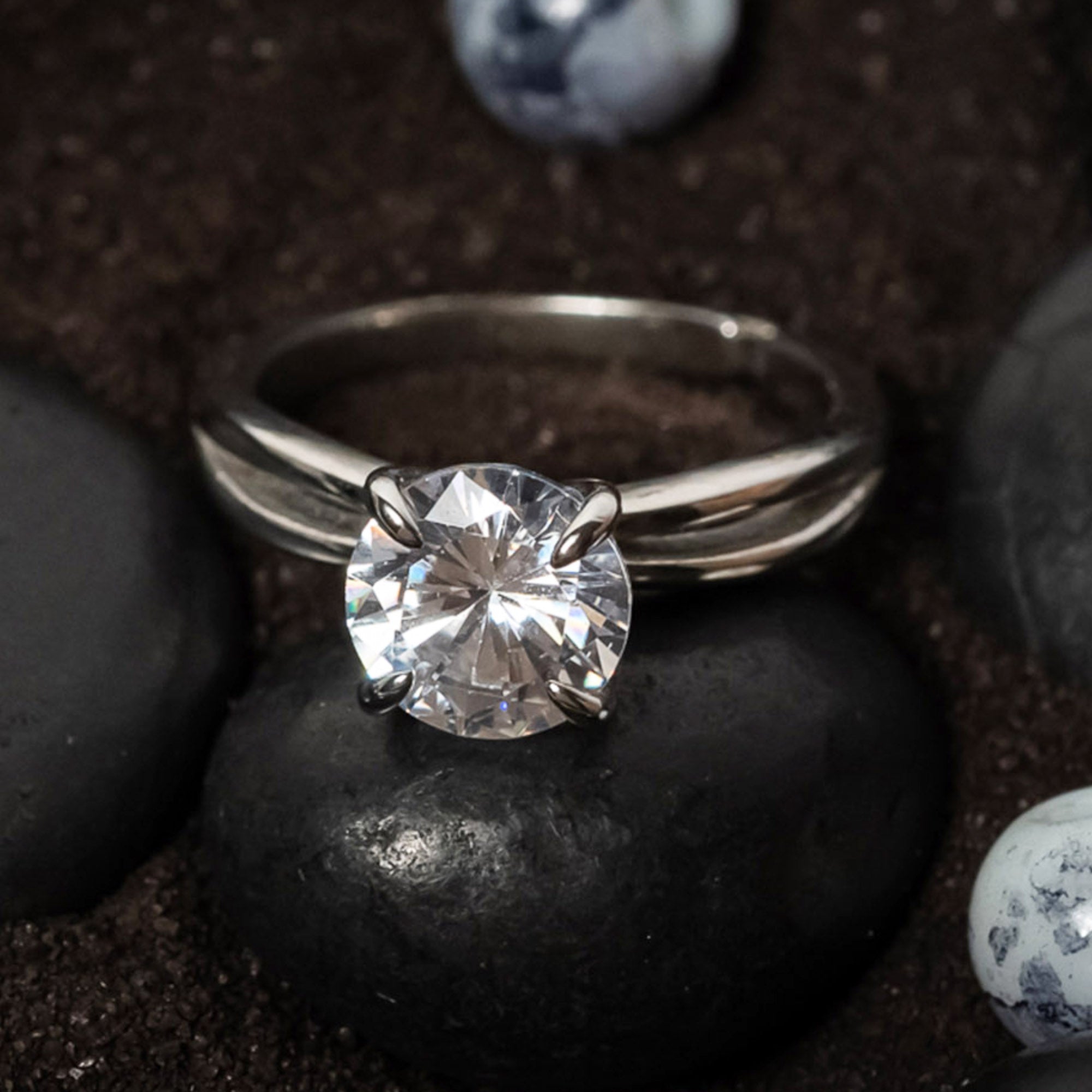 Brilliant Cut Solitaire Adjustable Ring