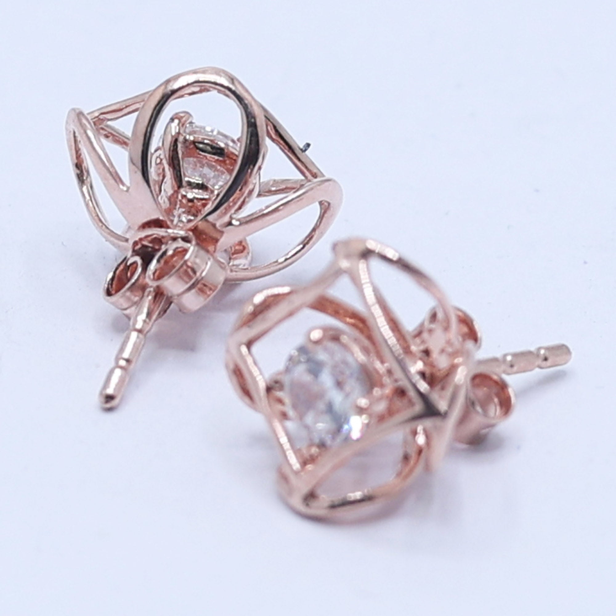 Geometric Rose Gold Stud Earrings
