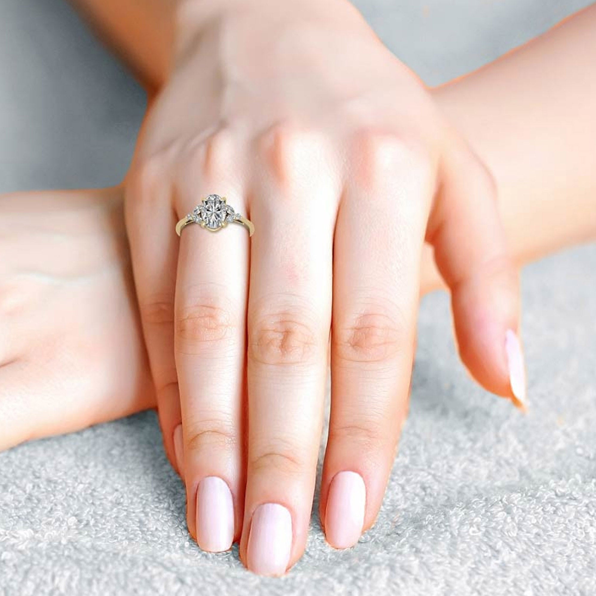 Stunning Adjustable Oval-Cut Ring in Yellow Gold Plating | Elegant Sterling Silver & American Diamond